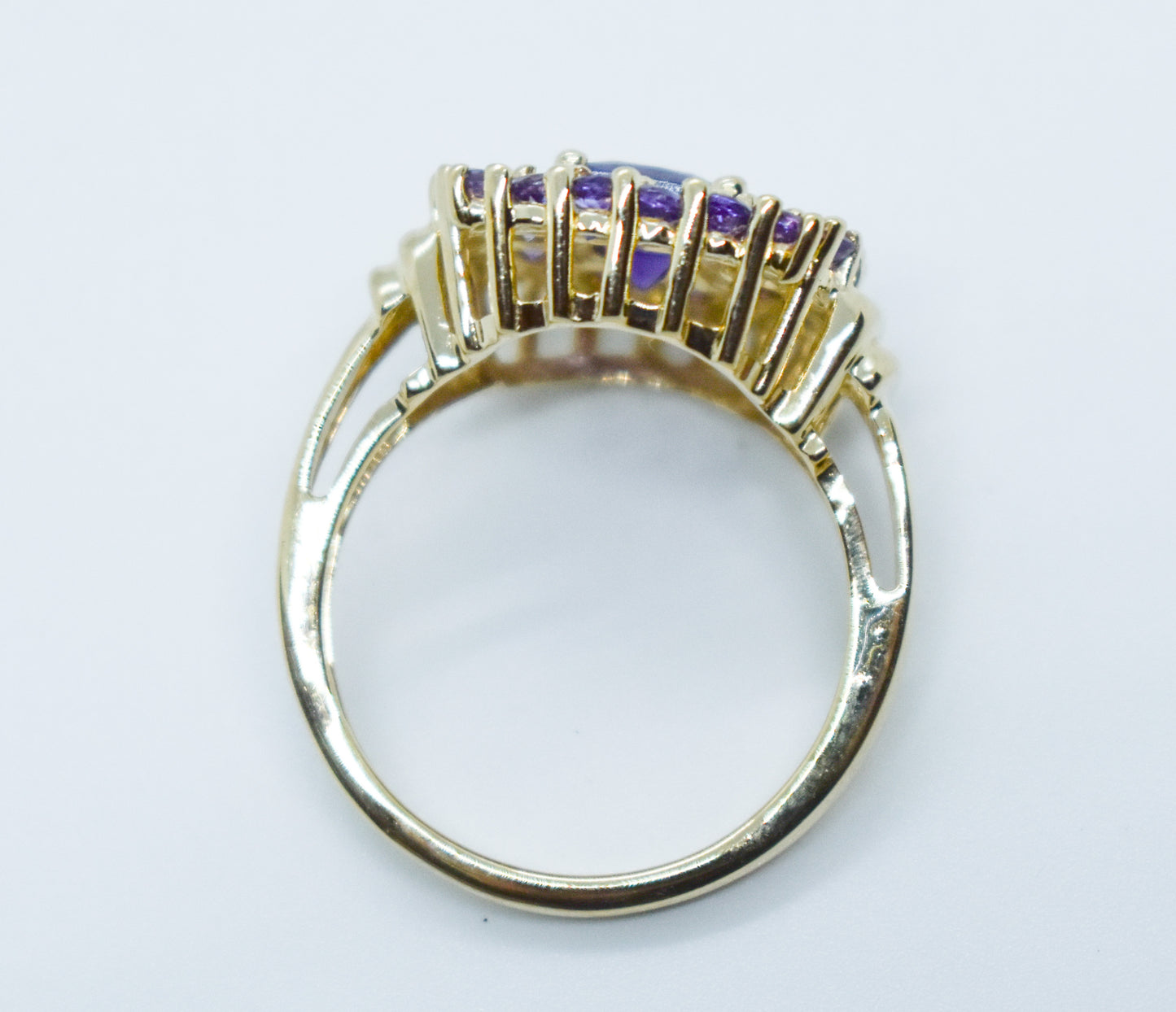 Vintage 14k Yellow Gold Amethyst Cluster Ring Size 7