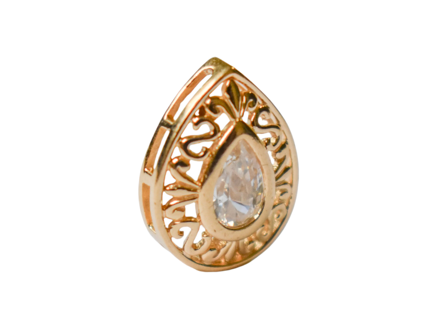 Vintage 14k Yellow Gold Michael Anthony Pear Shape Cubic Zirconia Pendant