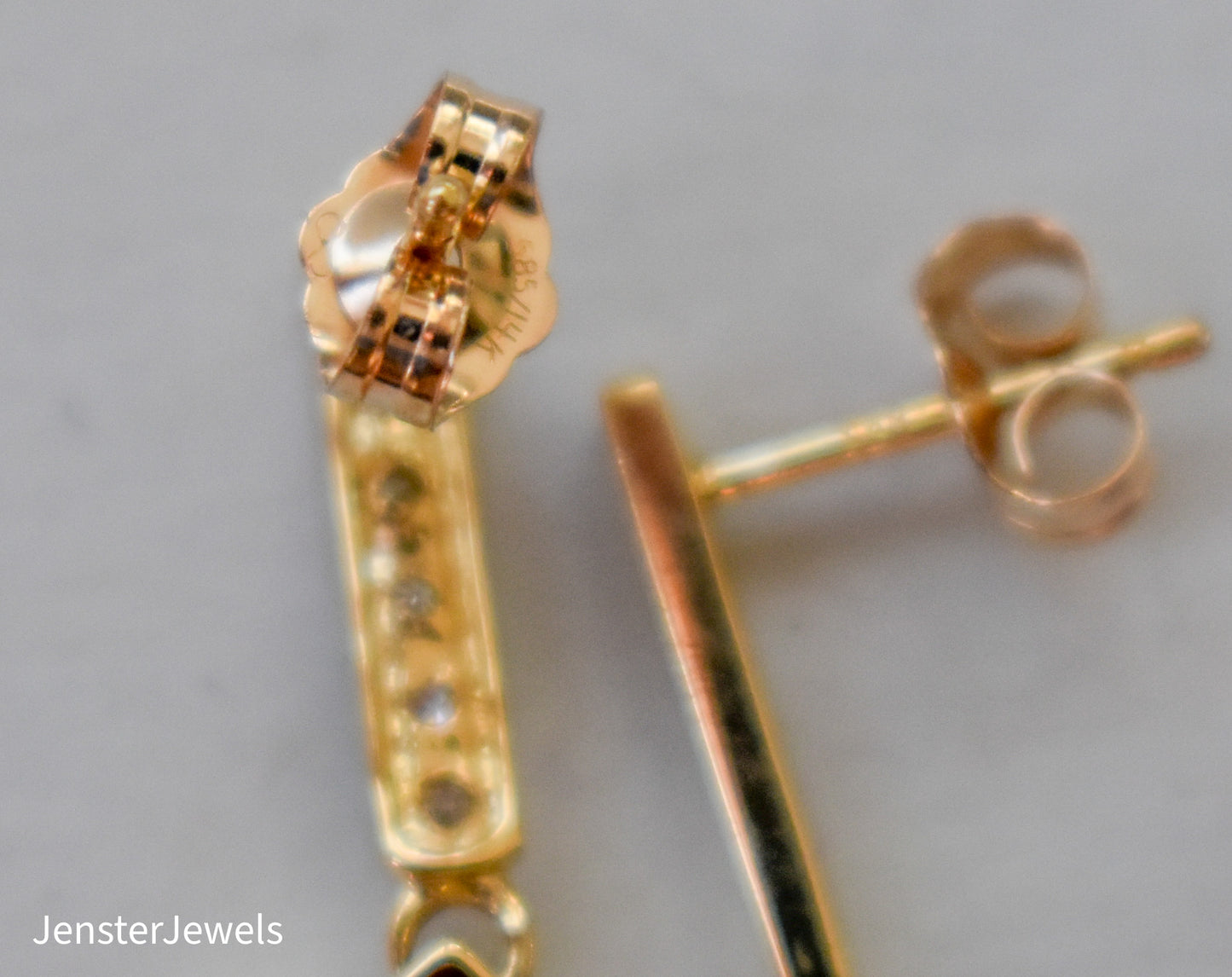 Vintage 14k Yellow Gold Diamond and Blue Topaz Dangle Earrings