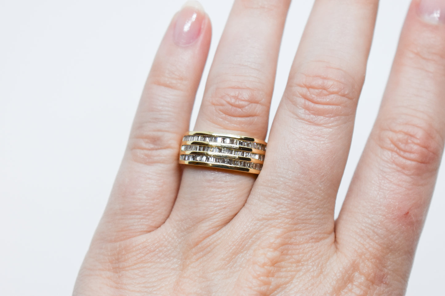 Vintage 14k Yellow Gold Diamond Baguette Ring Size 7
