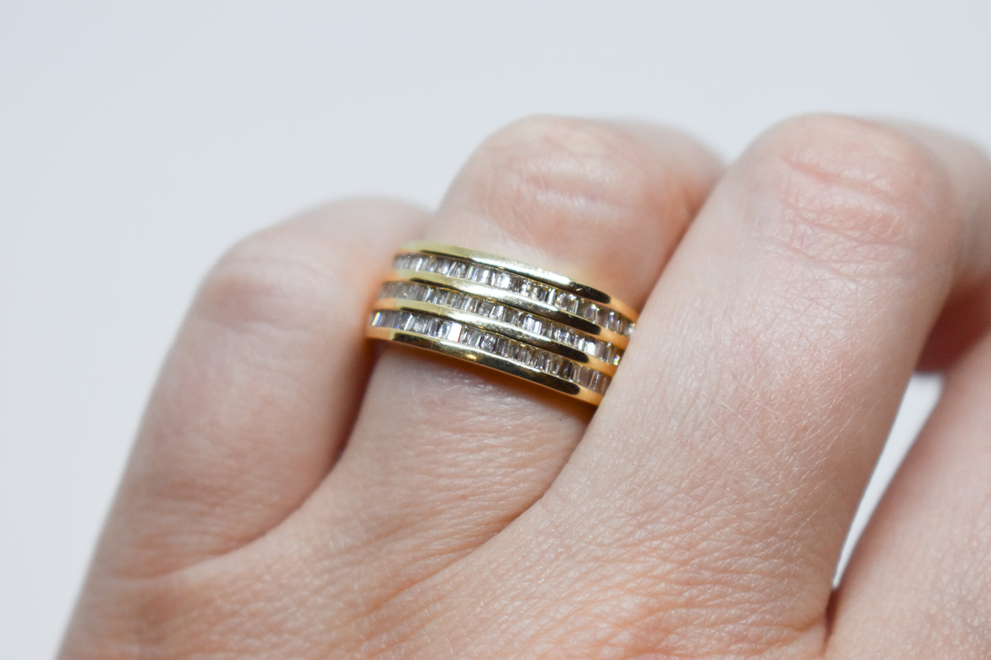 Vintage 14k Yellow Gold Diamond Baguette Ring Size 7