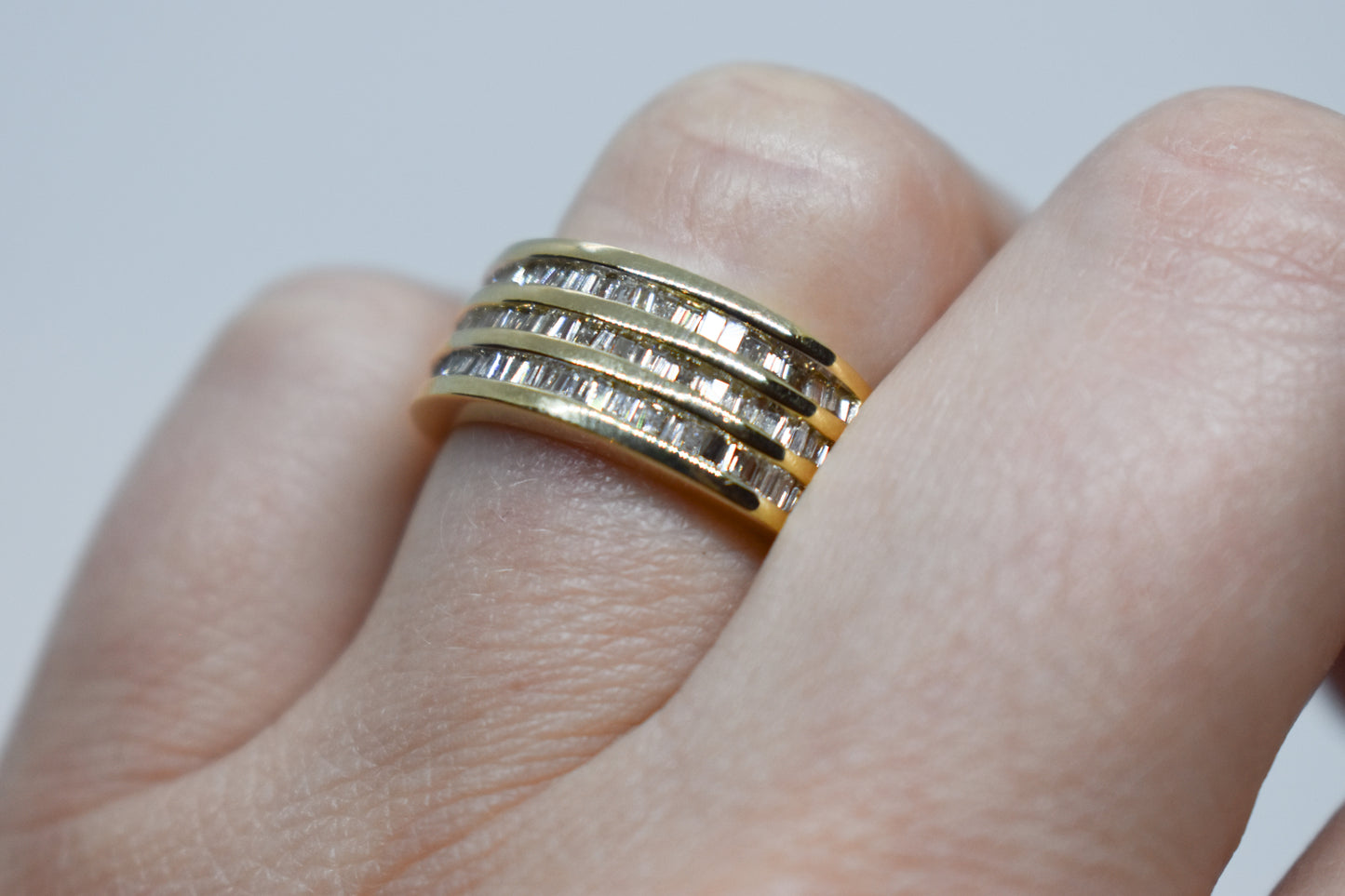 Vintage 14k Yellow Gold Diamond Baguette Ring Size 7