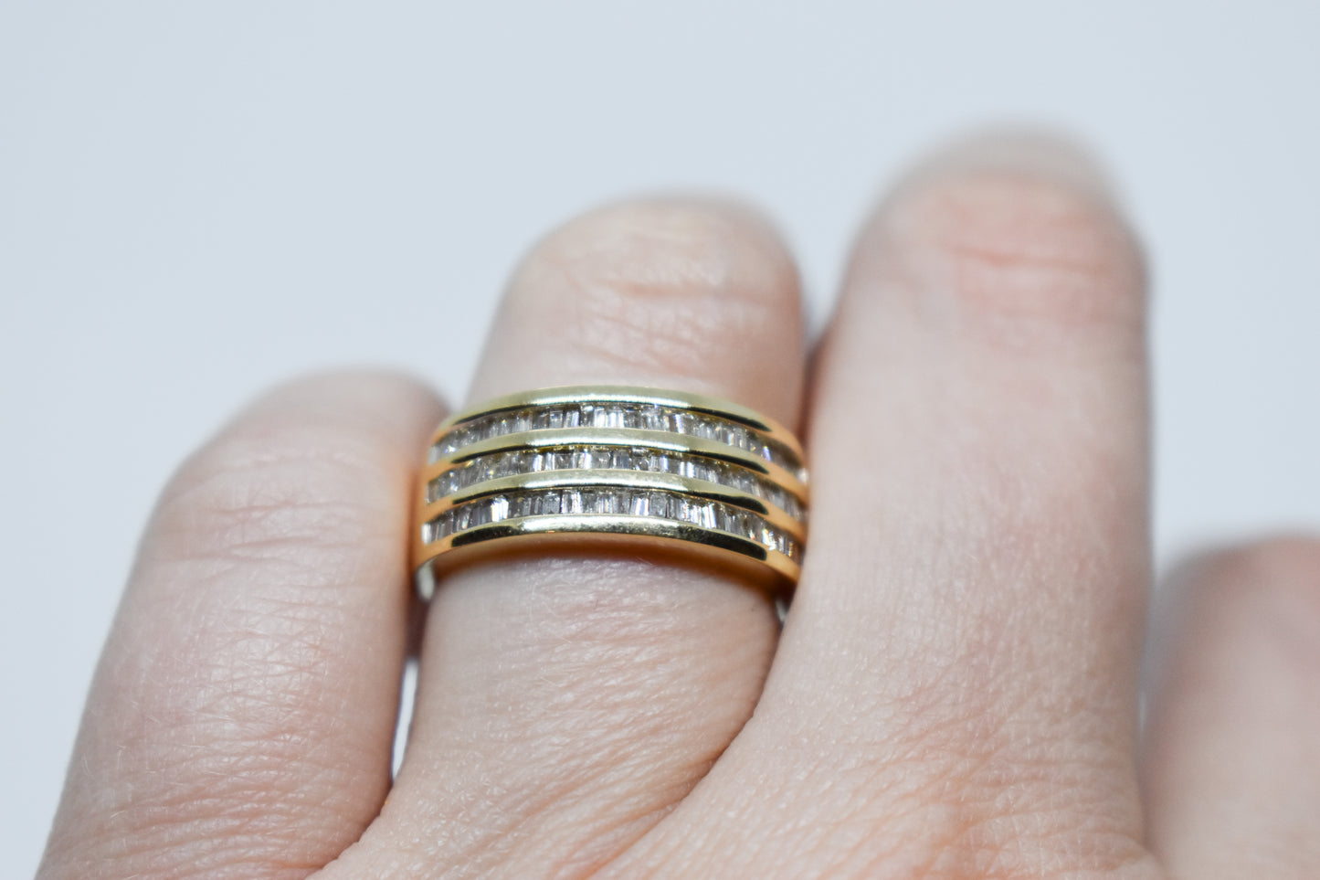 Vintage 14k Yellow Gold Diamond Baguette Ring Size 7