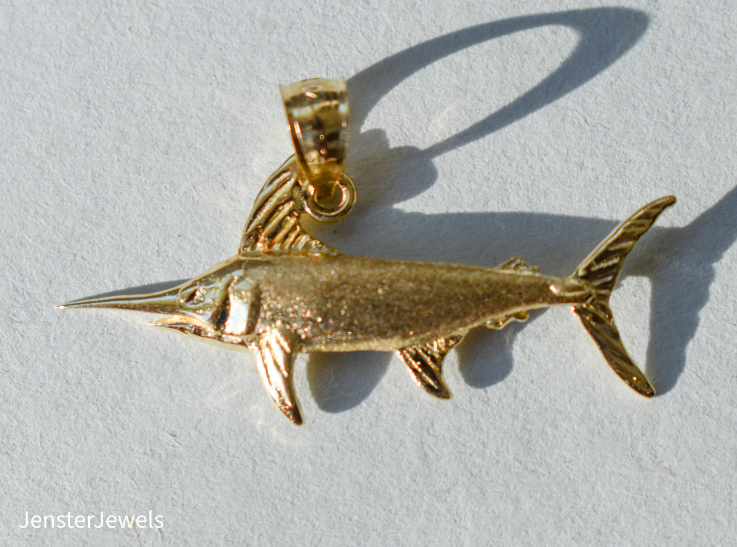 Vintage 14k Yellow Gold Dazzlers Sword Fish Pendant