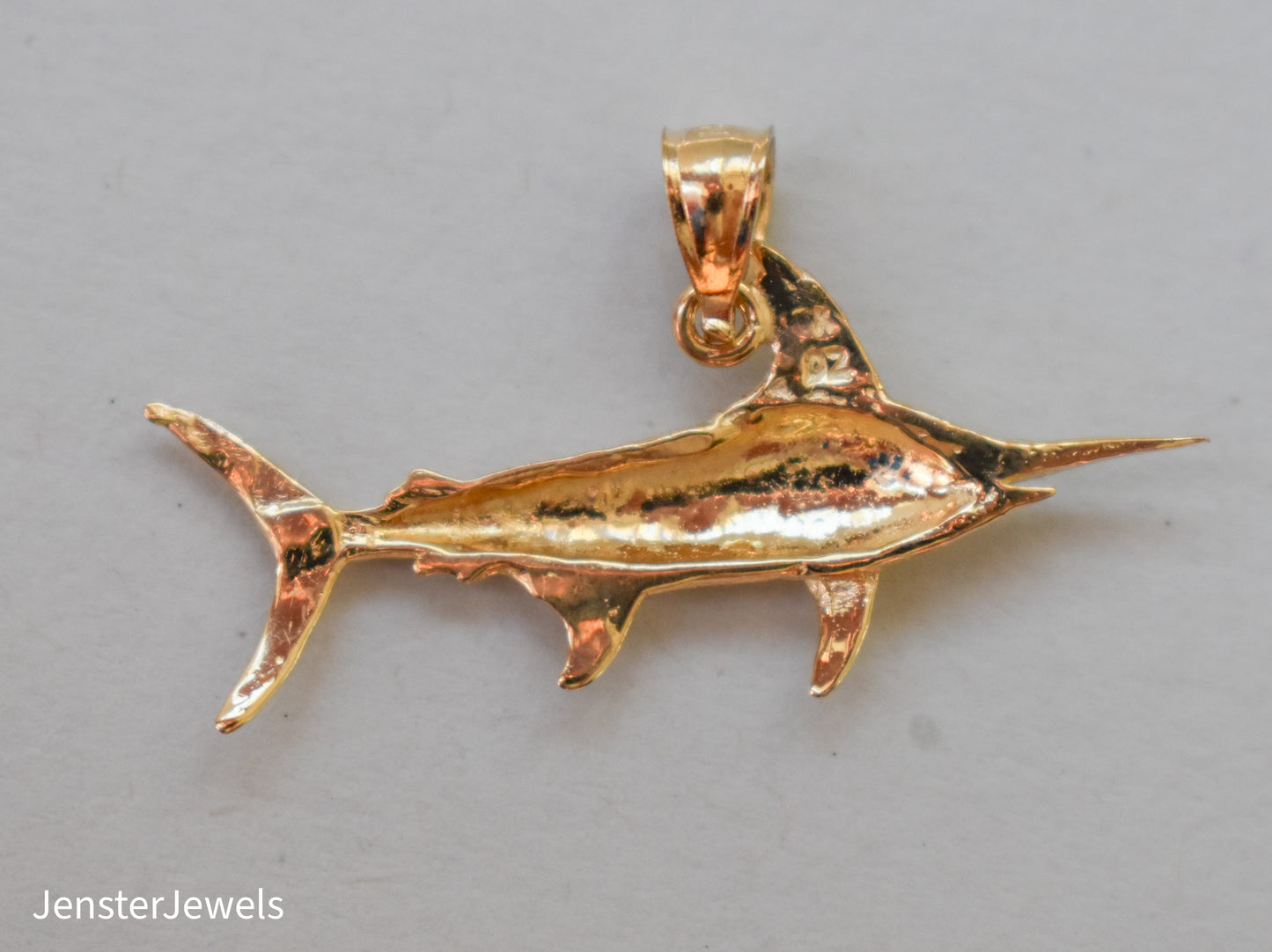 Vintage 14k Yellow Gold Dazzlers Sword Fish Pendant