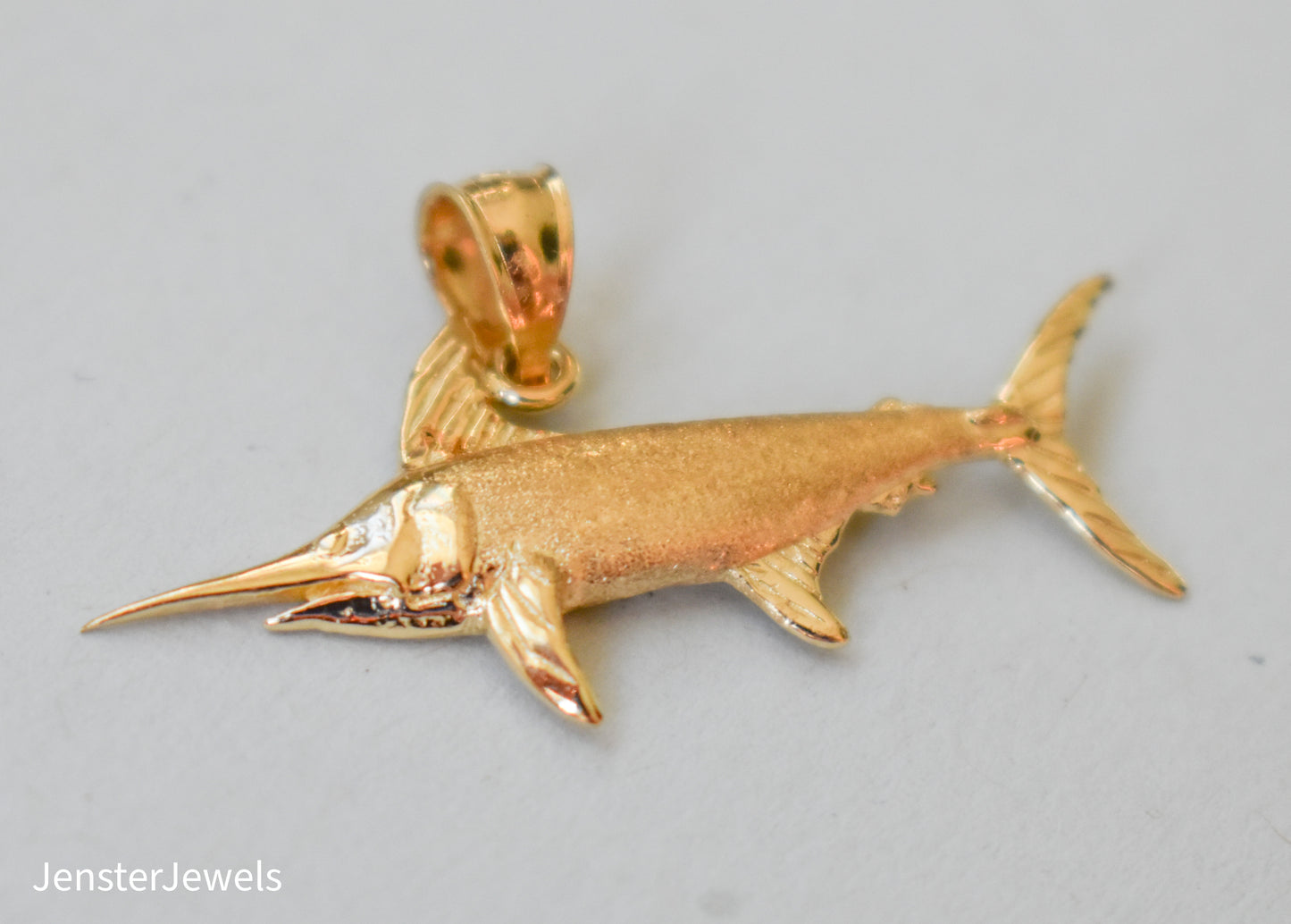 Vintage 14k Yellow Gold Dazzlers Sword Fish Pendant