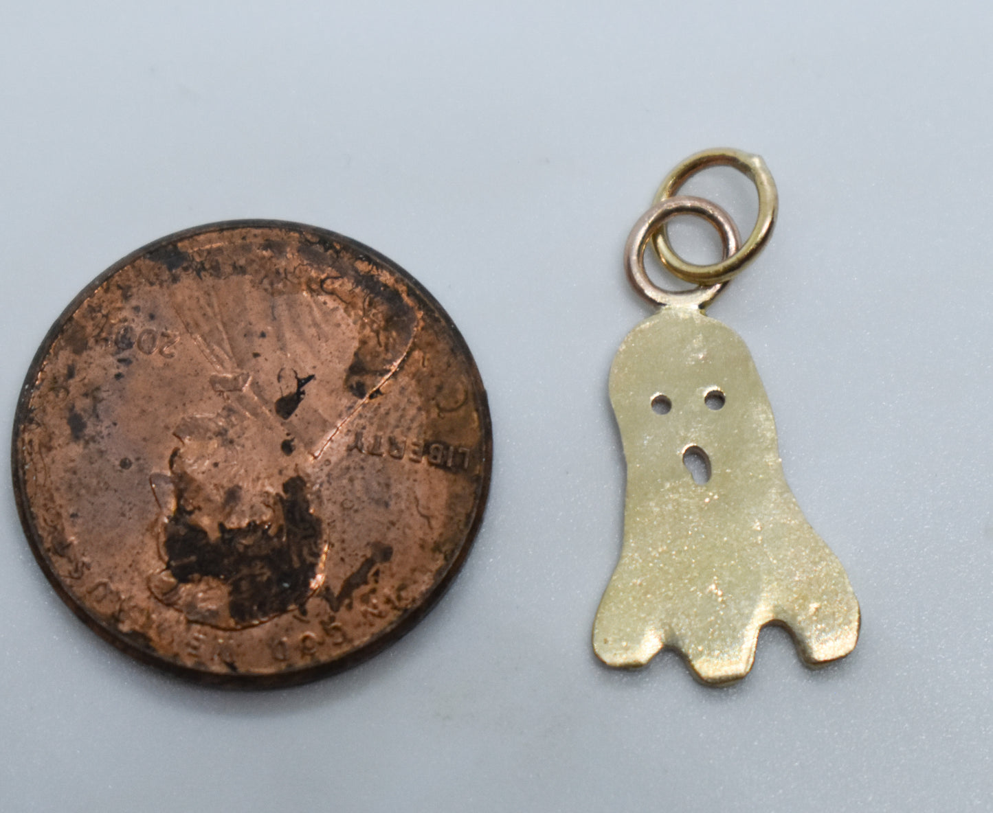 Handmade 14k Yellow Gold Ghost Charm Pendant 2