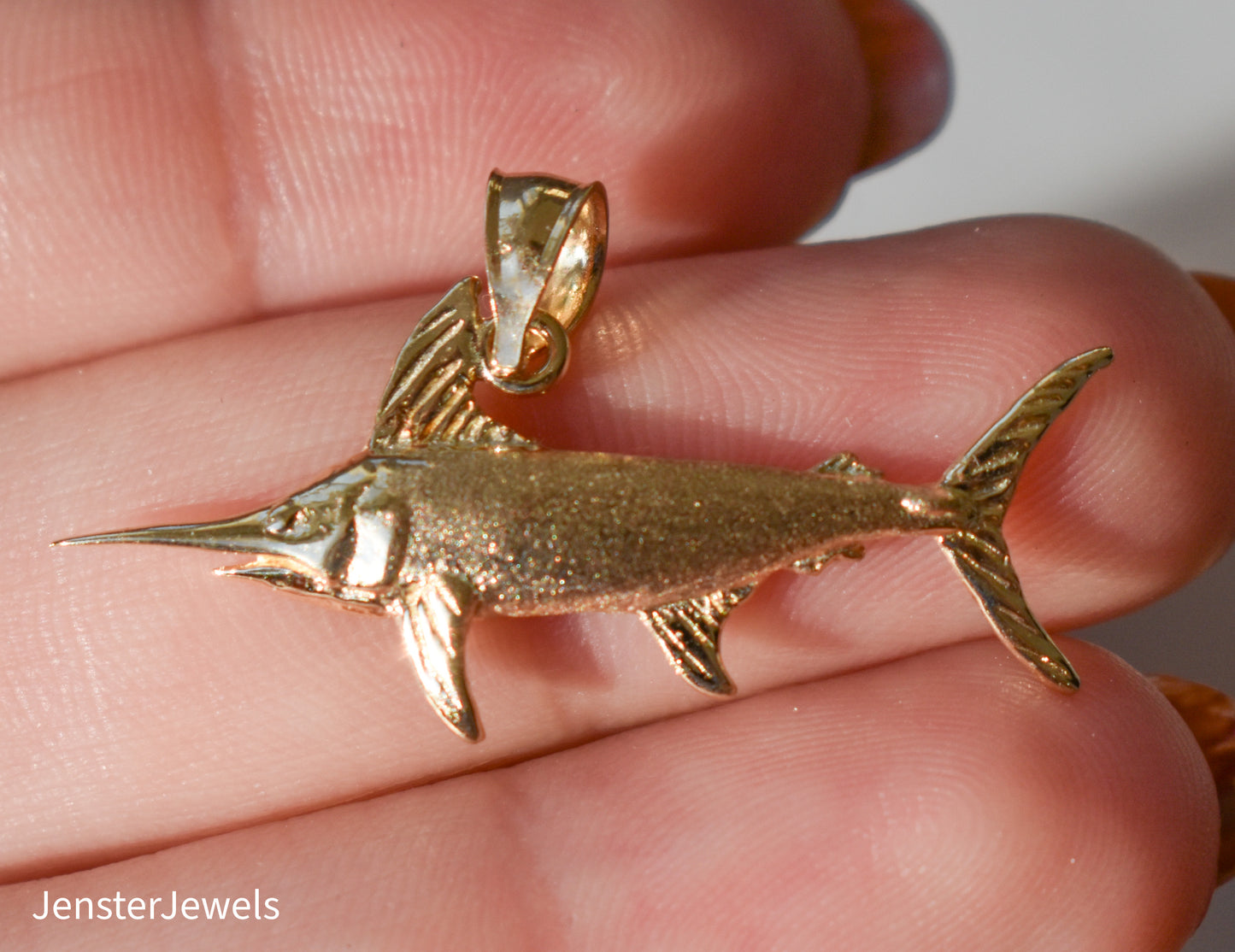 Vintage 14k Yellow Gold Dazzlers Sword Fish Pendant