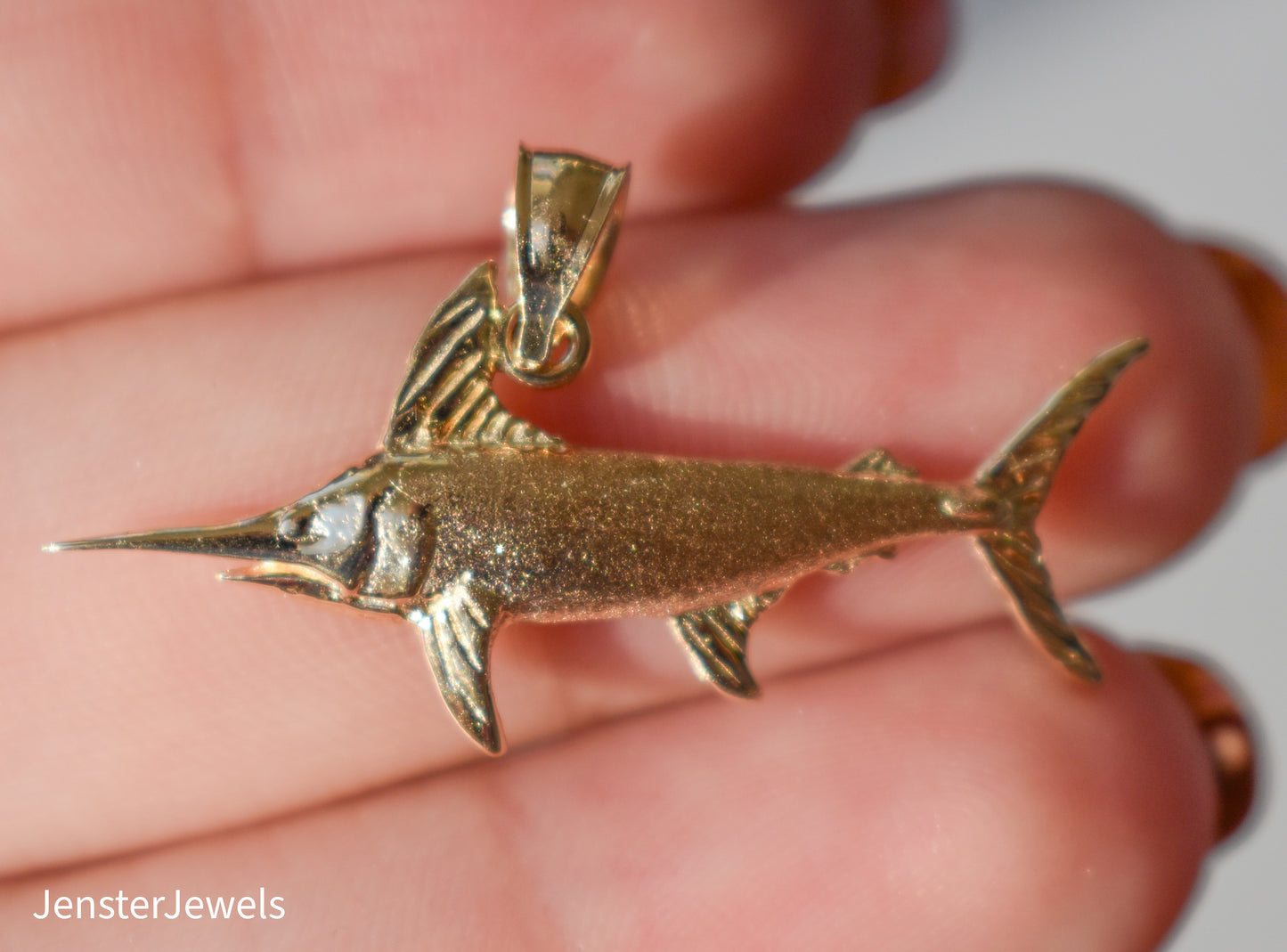 Vintage 14k Yellow Gold Dazzlers Sword Fish Pendant