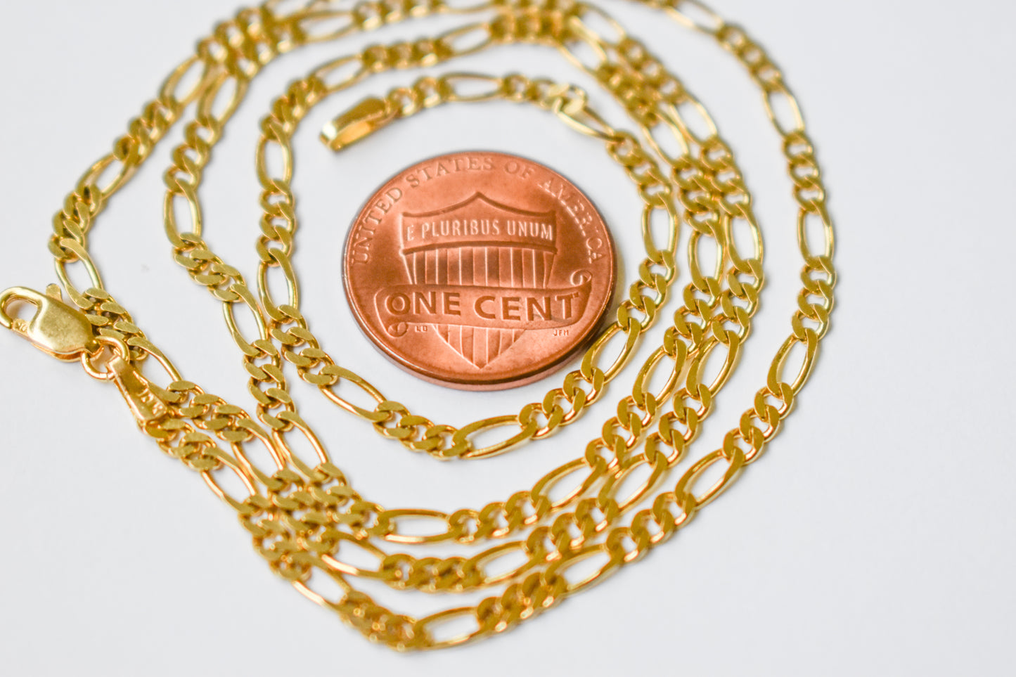 Vintage 10k Yellow Gold Figaro Chain Necklace 20"