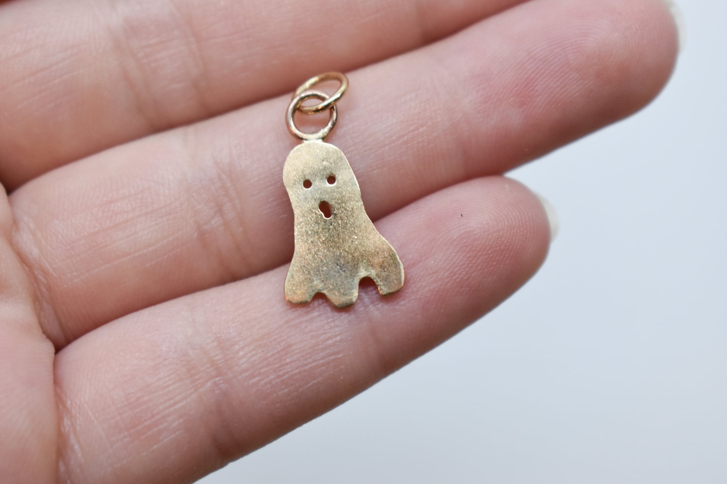 Handmade 14k Yellow Gold Ghost Charm Pendant 2