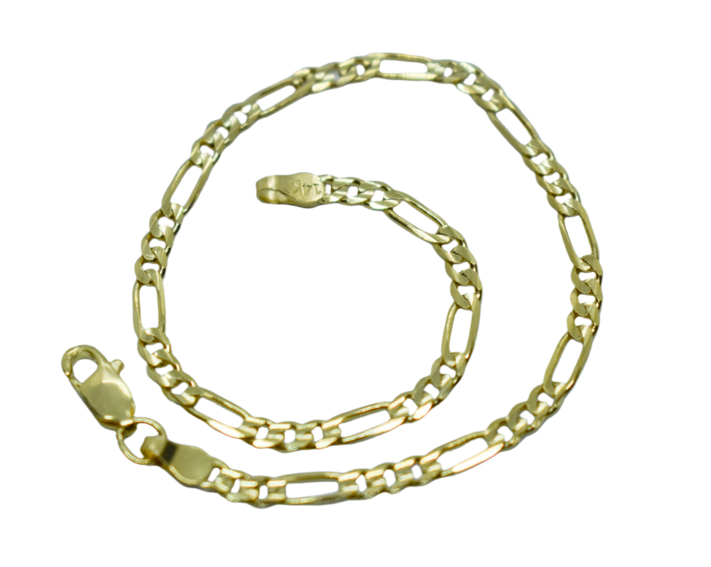 Vintage 14k Yellow Gold Figaro Chain Bracelet 8"