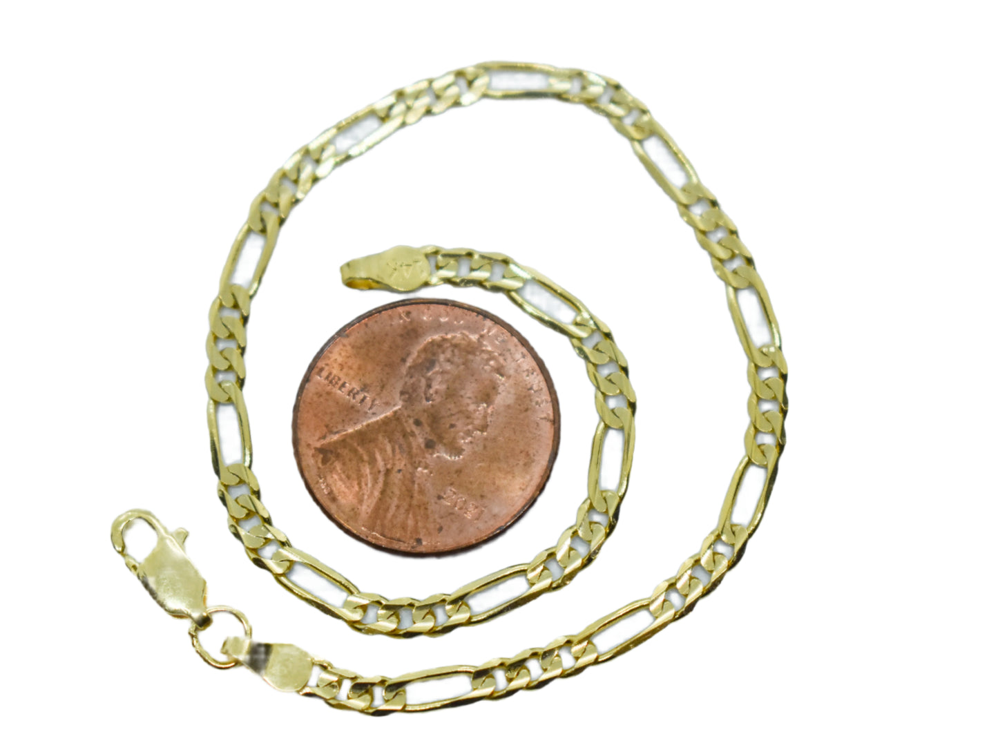 Vintage 14k Yellow Gold Figaro Chain Bracelet 8"