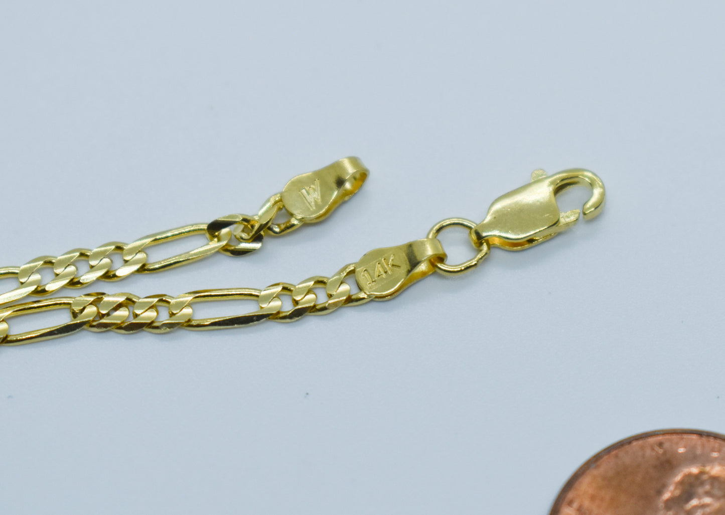 Vintage 14k Yellow Gold Figaro Chain Bracelet 8"