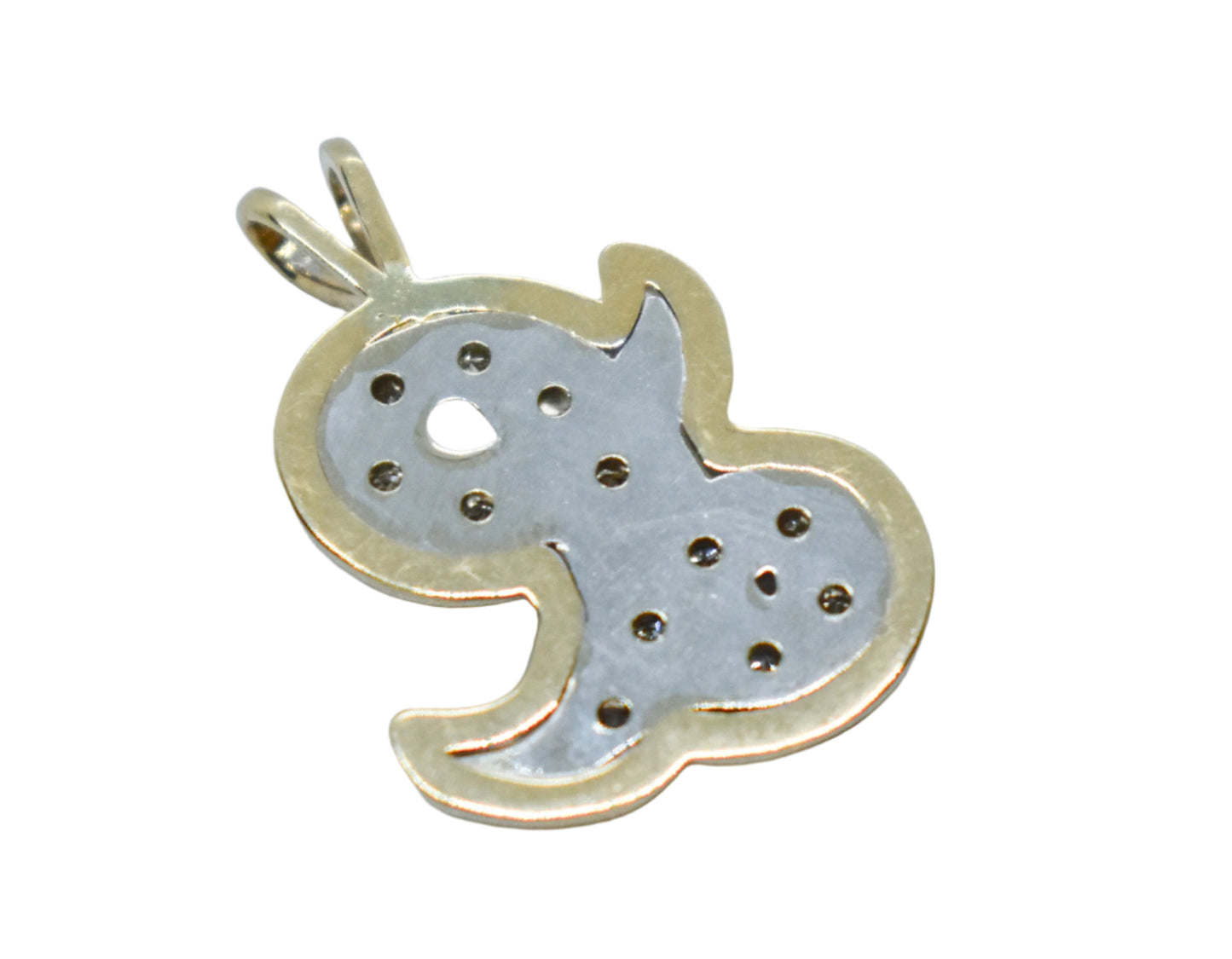Vintage 14K Two-Tone Gold Diamond Letter L Pendant