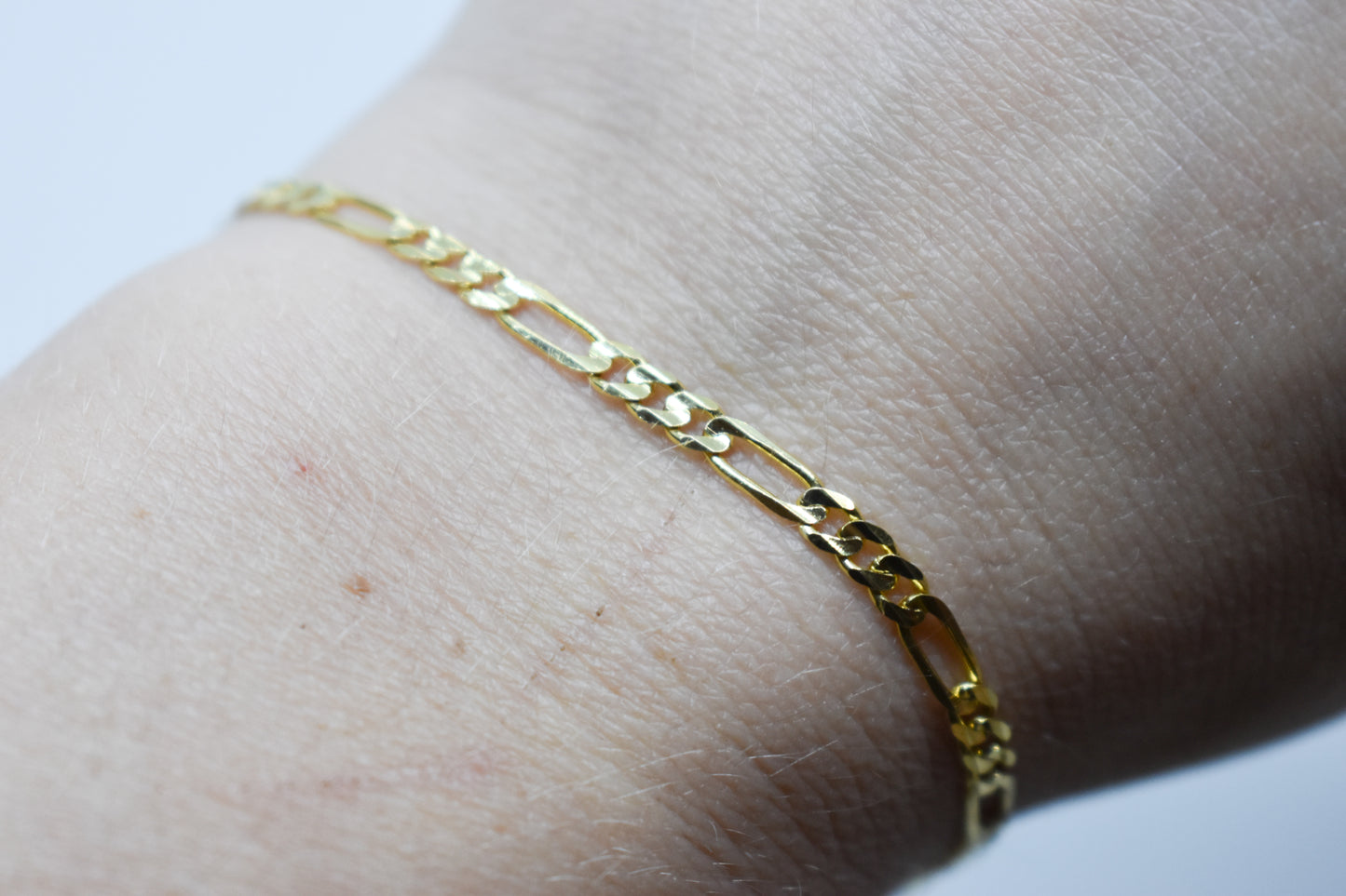 Vintage 14k Yellow Gold Figaro Chain Bracelet 8"