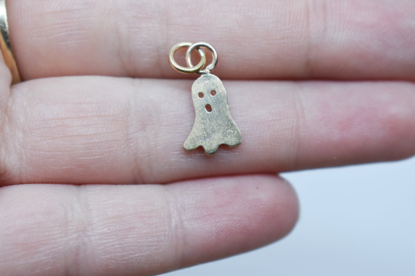 Handmade 14k Yellow Gold Ghost Charm Pendant (smaller) 3