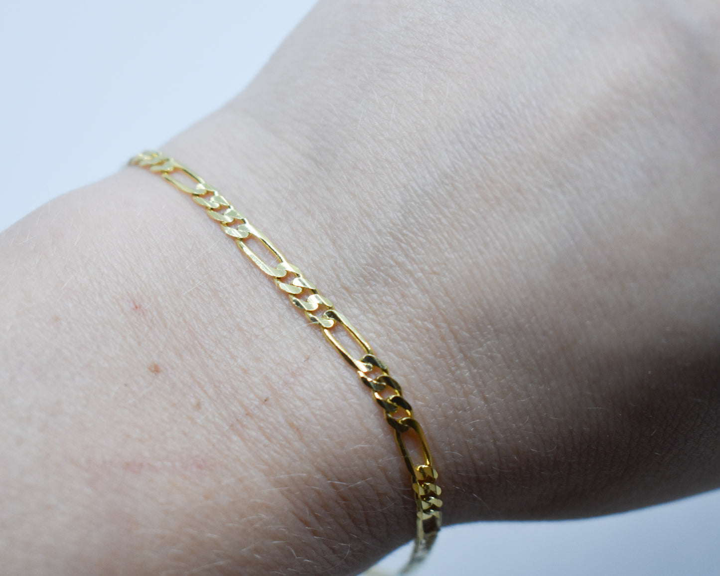 Vintage 14k Yellow Gold Figaro Chain Bracelet 8"