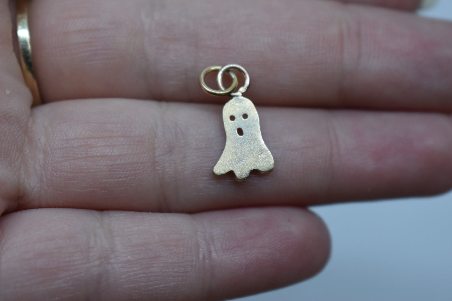 Handmade 14k Yellow Gold Ghost Charm Pendant (smaller) 3