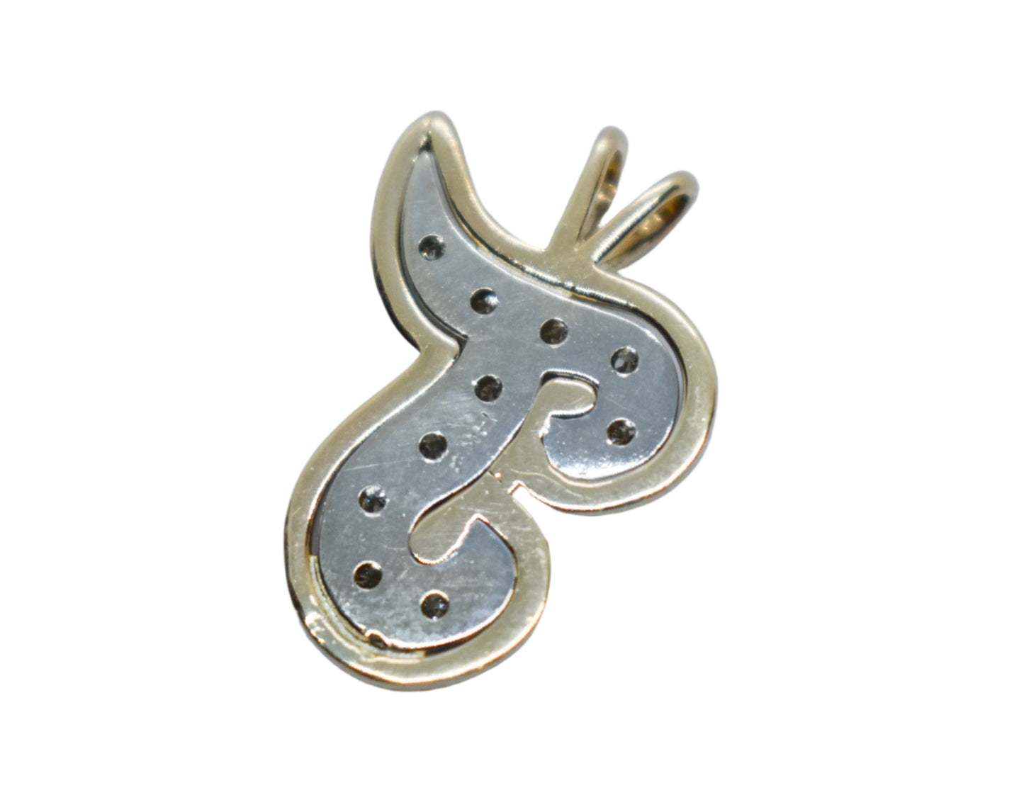 Vintage 14k Two-Tone Gold Diamond Letter T Pendant