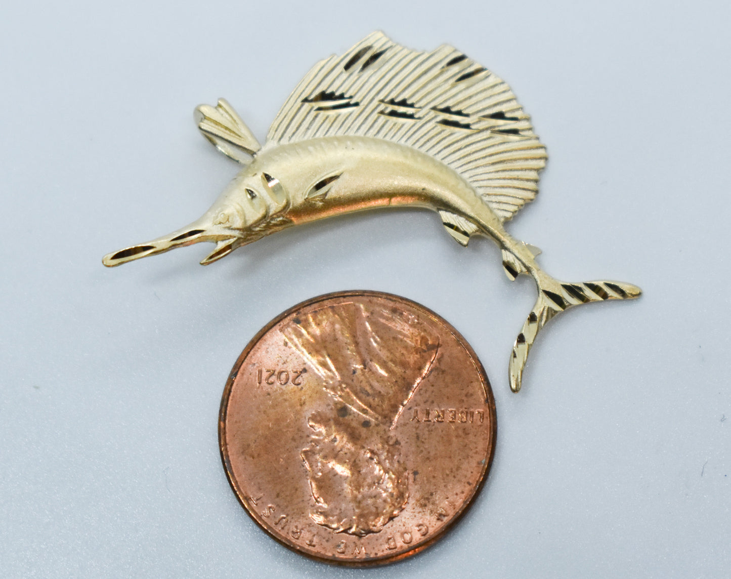 Vintage 14k Yellow Gold Michael Anthony Sail Fish Pendant
