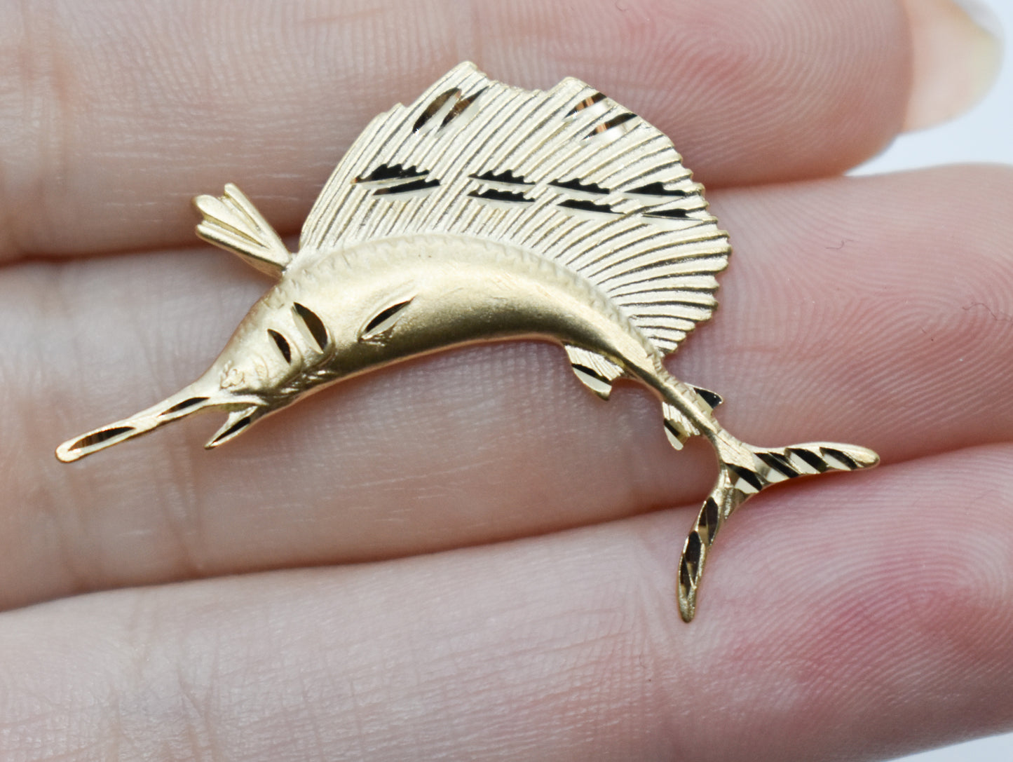 Vintage 14k Yellow Gold Michael Anthony Sail Fish Pendant