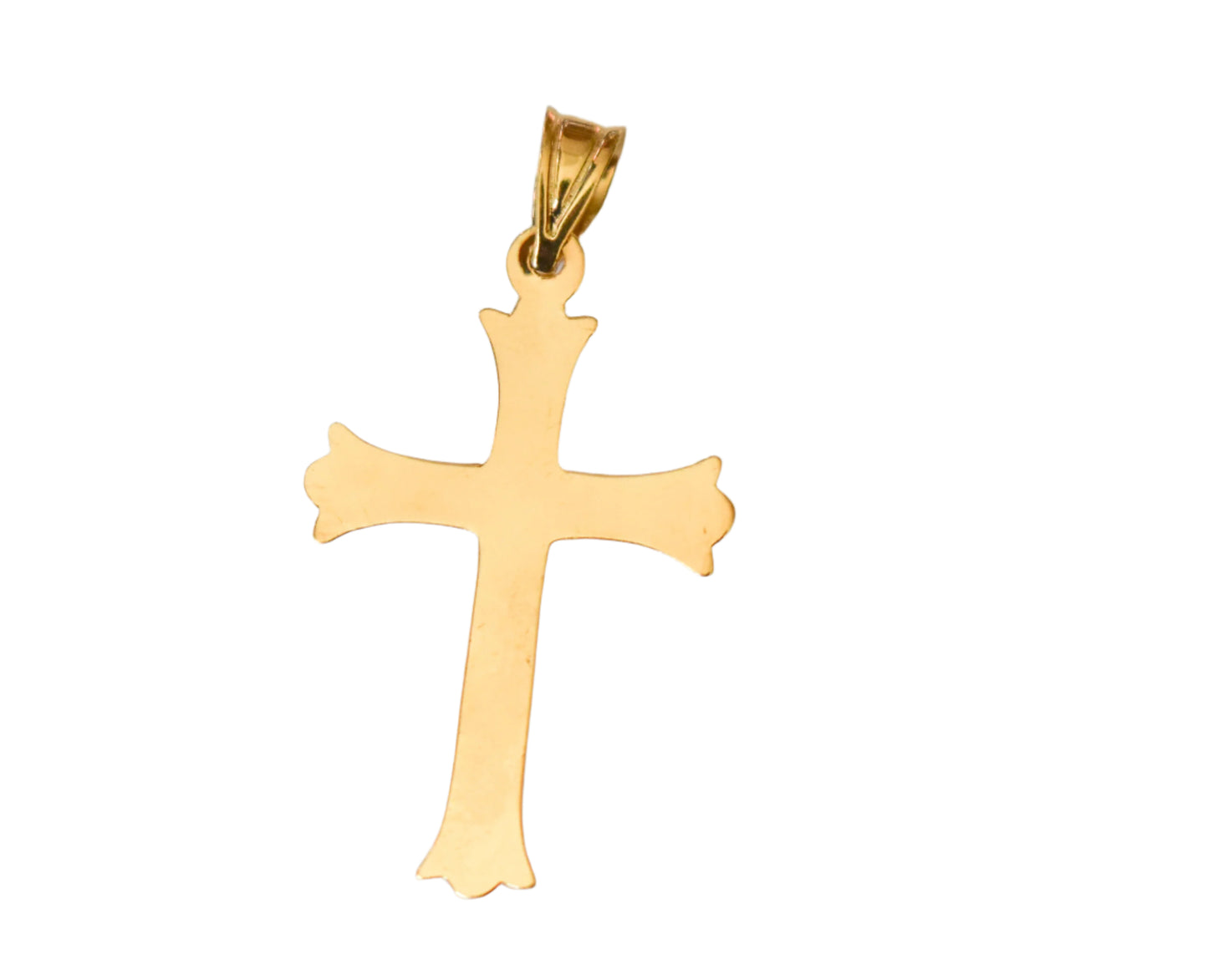 Vintage 14k Yellow Gold Michael Anthony Hollow Diamond Cross Pendant
