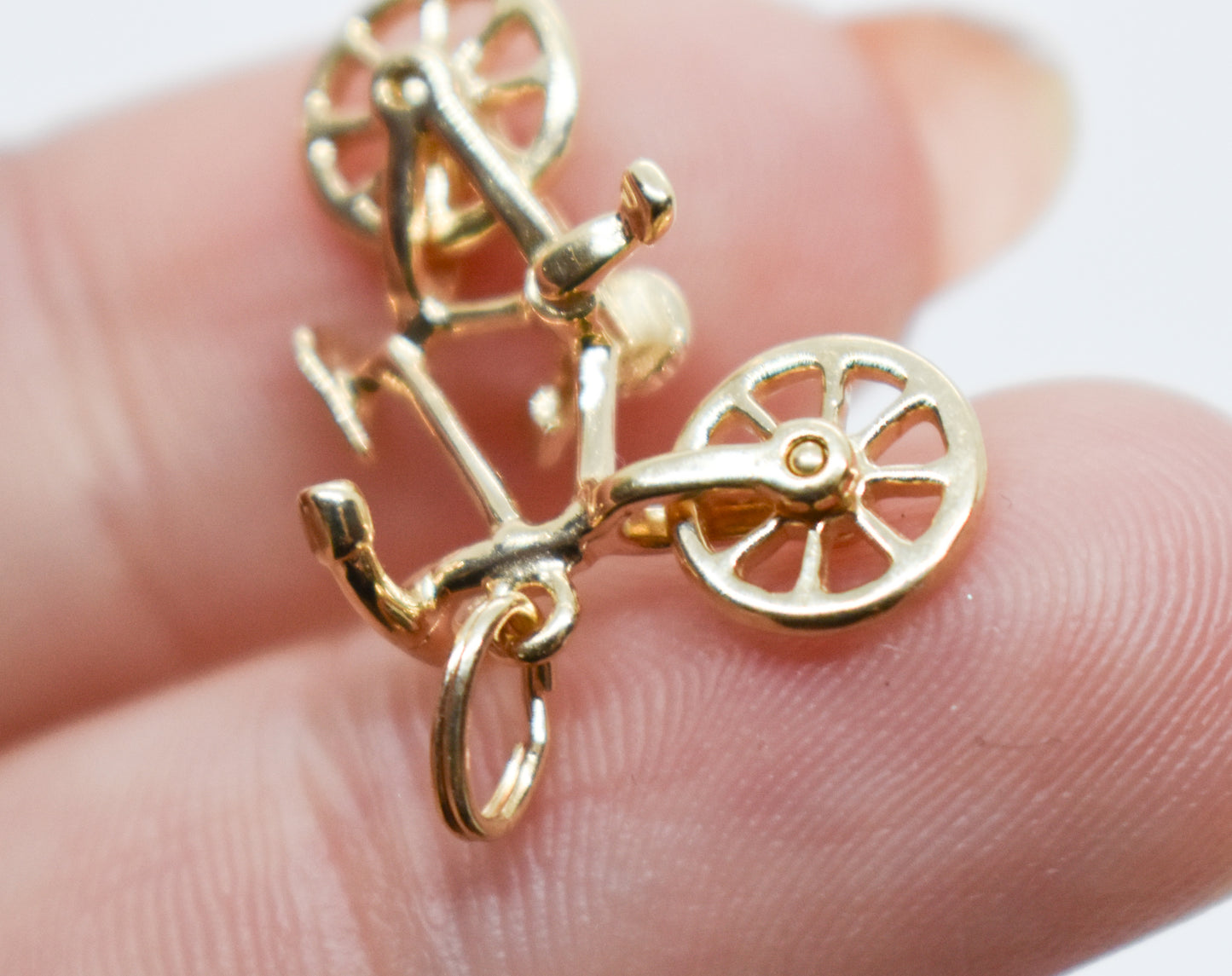 Vintage 14k Yellow Gold Michael Anthony Bicycle Pendant Moveable Wheels