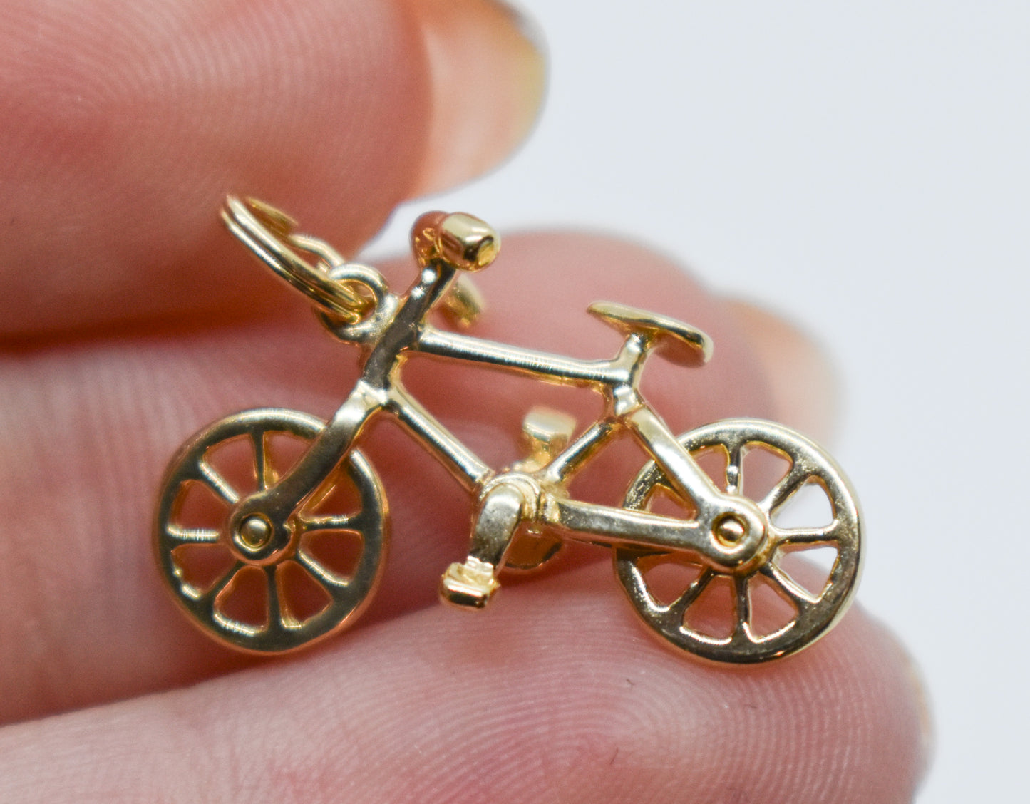 Vintage 14k Yellow Gold Michael Anthony Bicycle Pendant Moveable Wheels