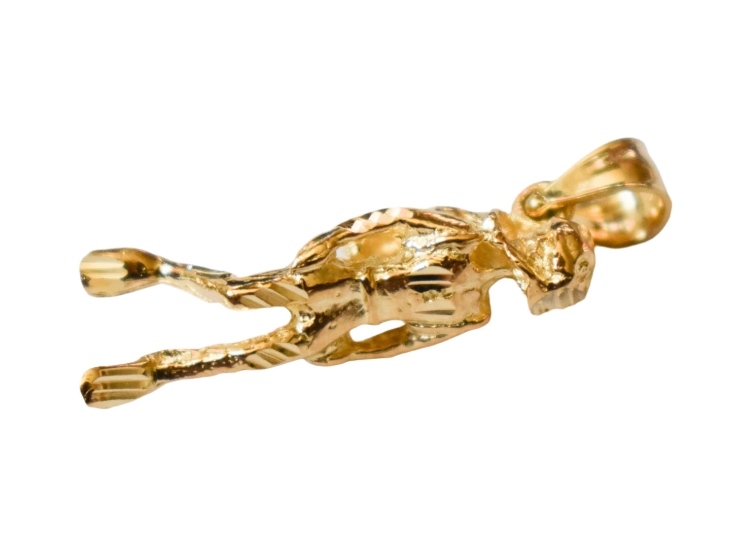 Vintage 14k Yellow Gold Dazzlers Solid Scuba Diver Pendant