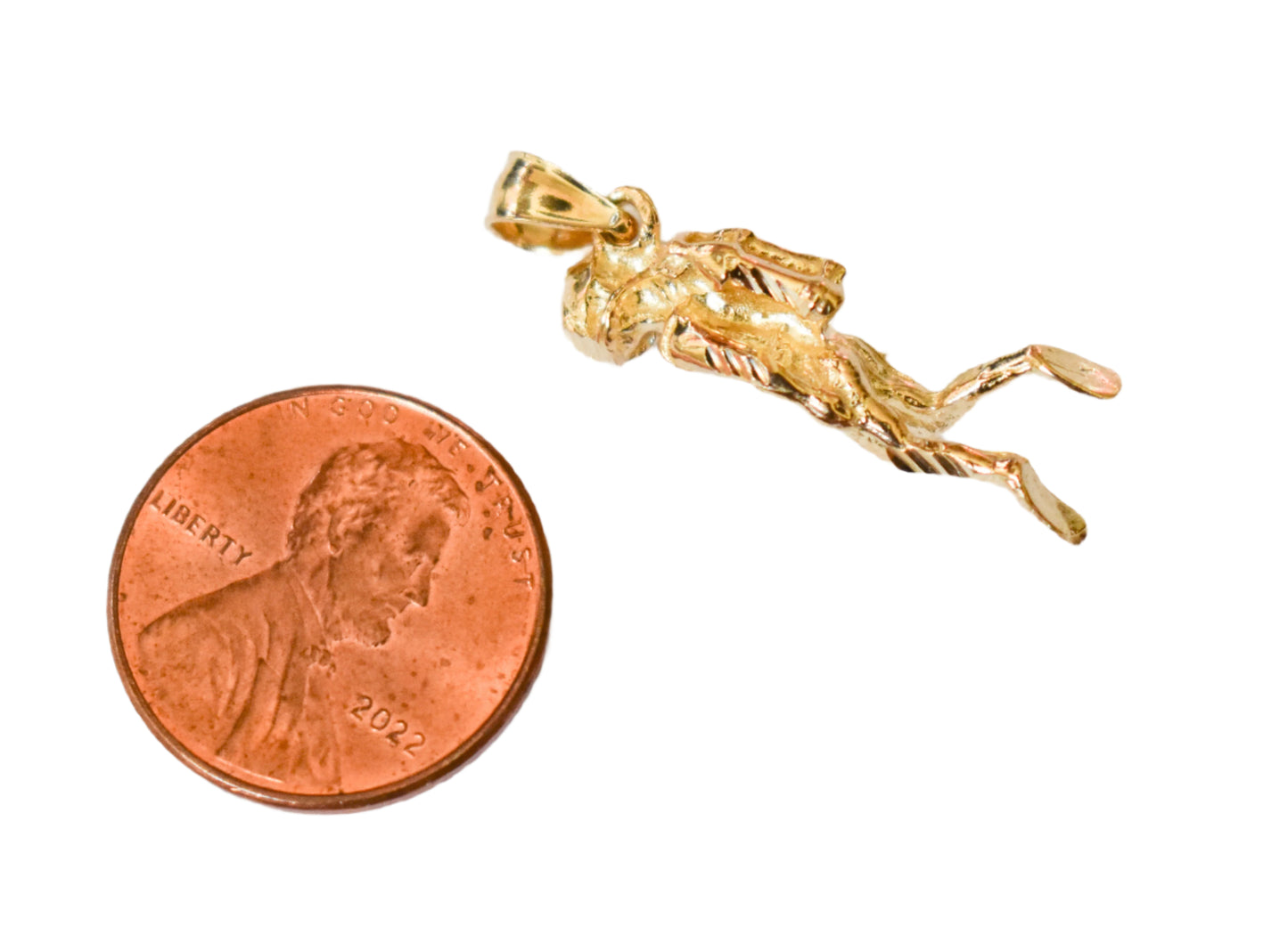 Vintage 14k Yellow Gold Dazzlers Solid Scuba Diver Pendant