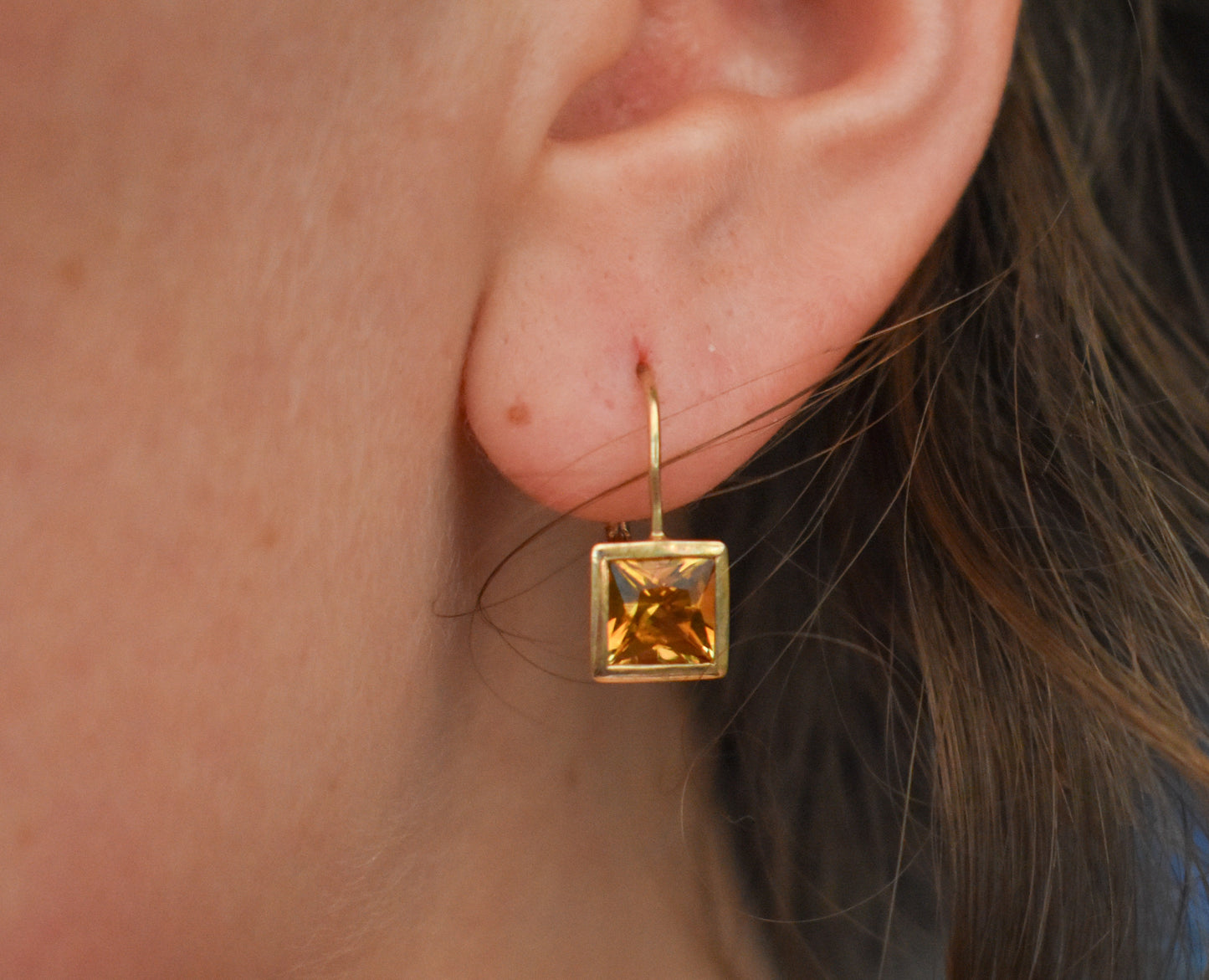 Vintage 14k Yellow Gold Citrine Earrings