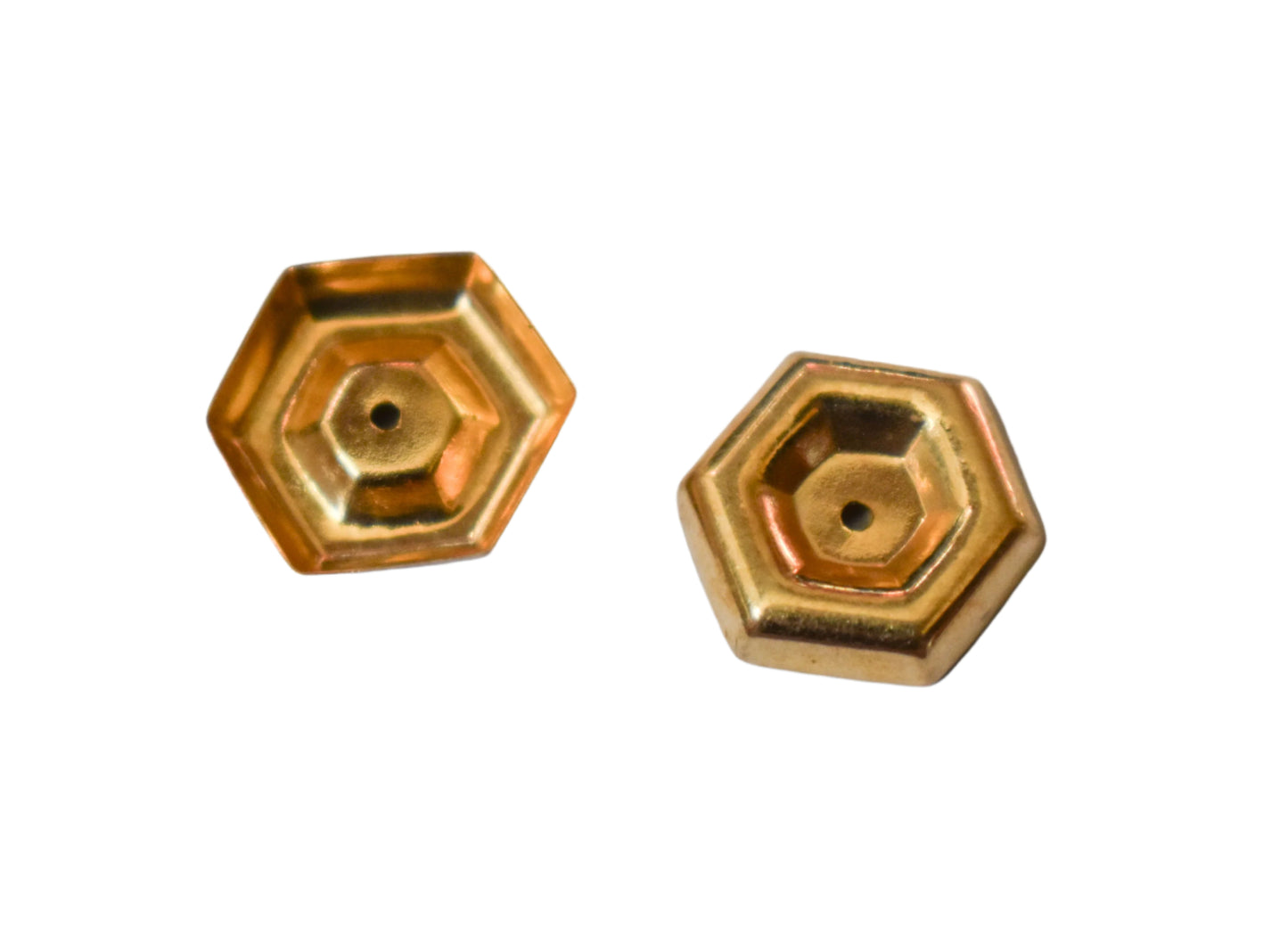 Vintage 14k Yellow Gold Hexagon Earring Enhancers