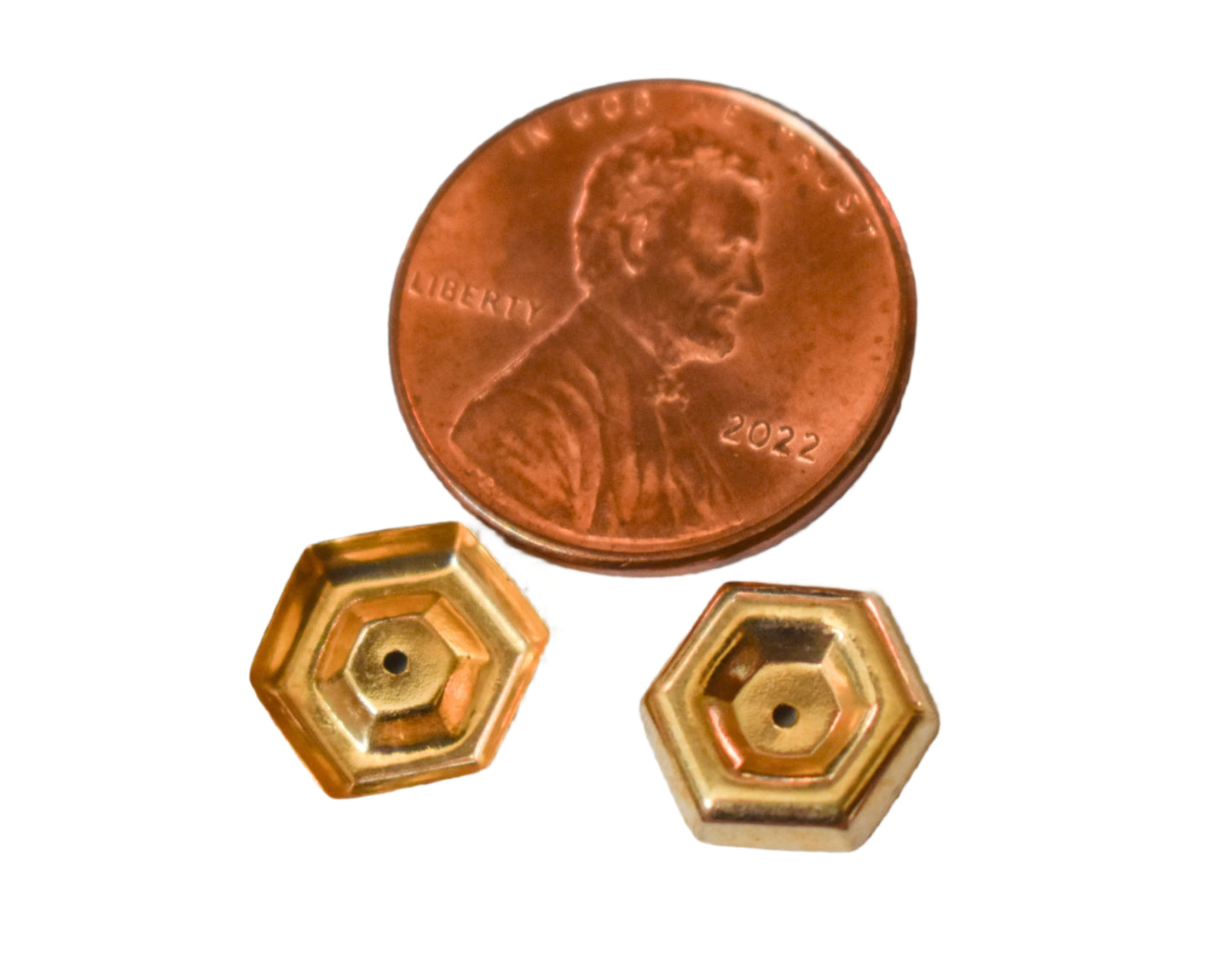 Vintage 14k Yellow Gold Hexagon Earring Enhancers