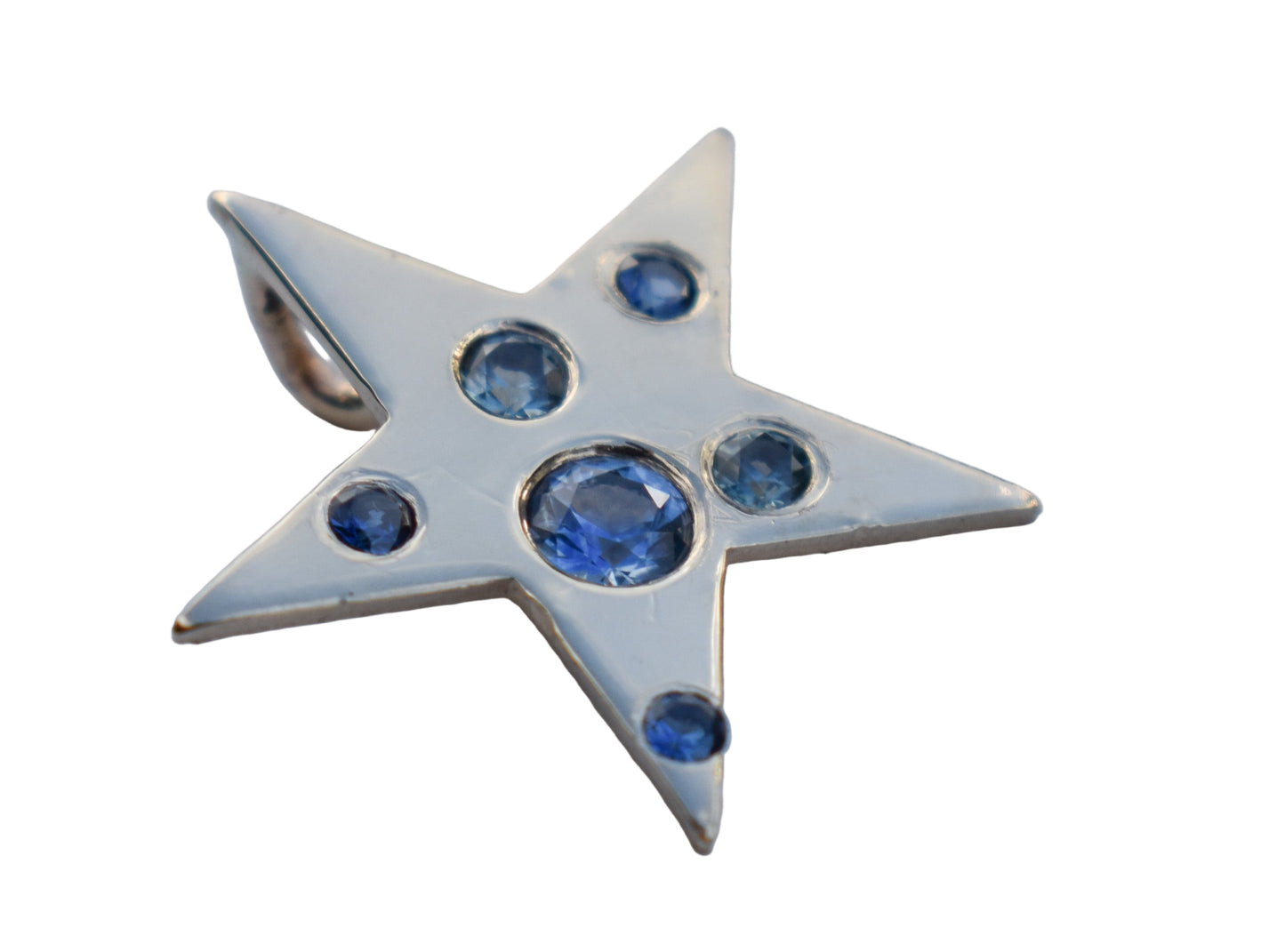 Handmade 14k Yellow Gold Sapphire Star Pendant