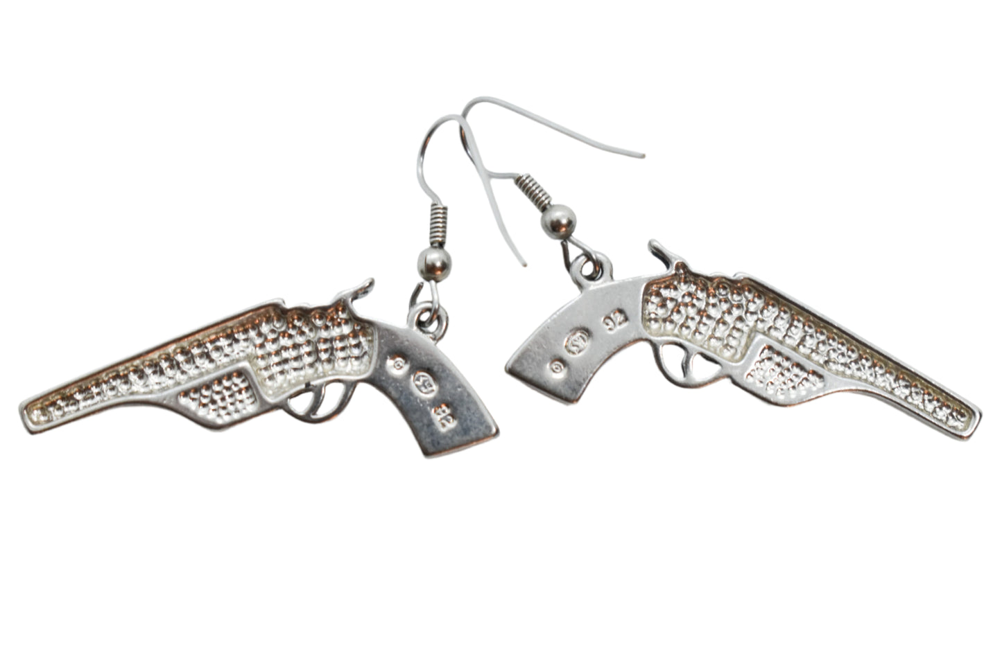 Vintage Sterling Silver Turquoise Inlay Gun Earrings