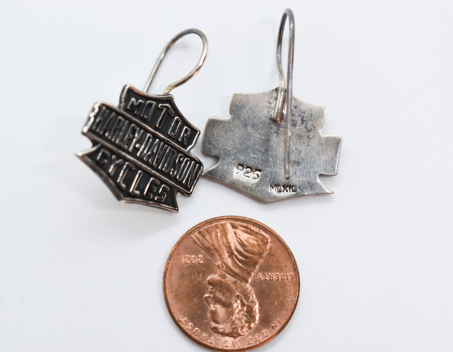 Vintage Sterling Silver Motor Harley-Davidson Cycles Earrings