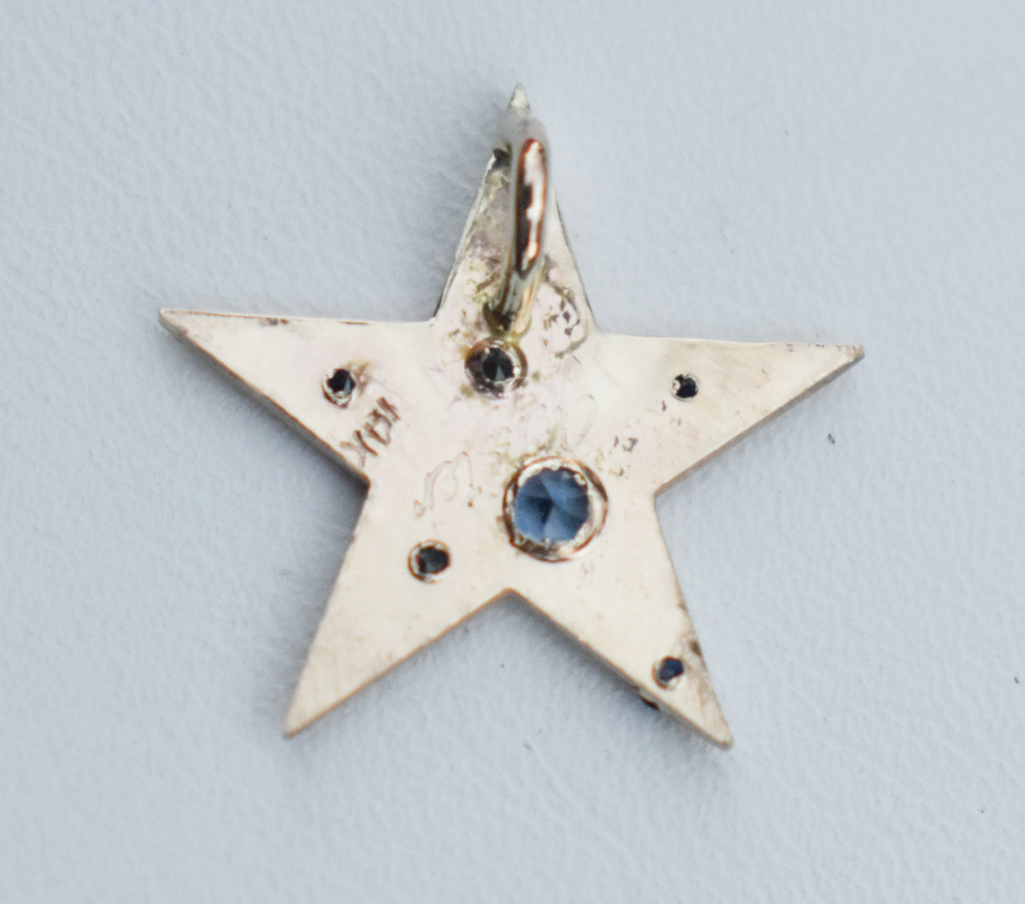 Handmade 14k Yellow Gold Sapphire Star Pendant