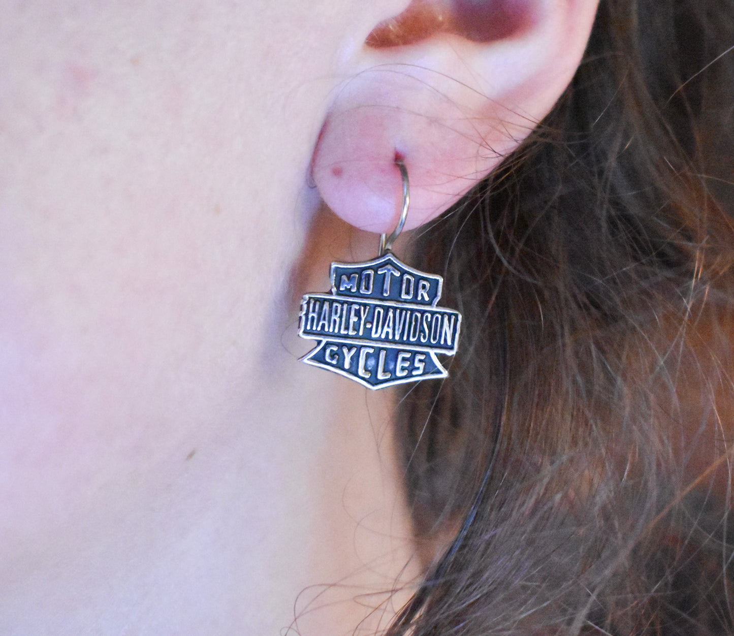 Vintage Sterling Silver Motor Harley-Davidson Cycles Earrings