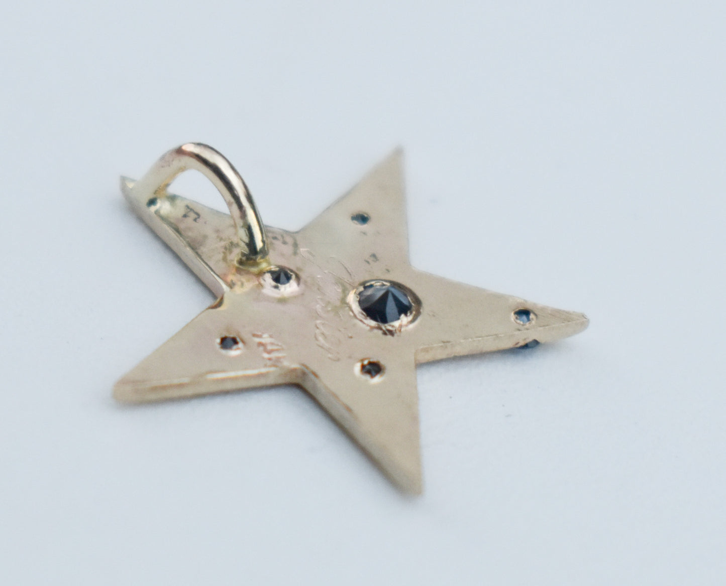 Handmade 14k Yellow Gold Sapphire Star Pendant