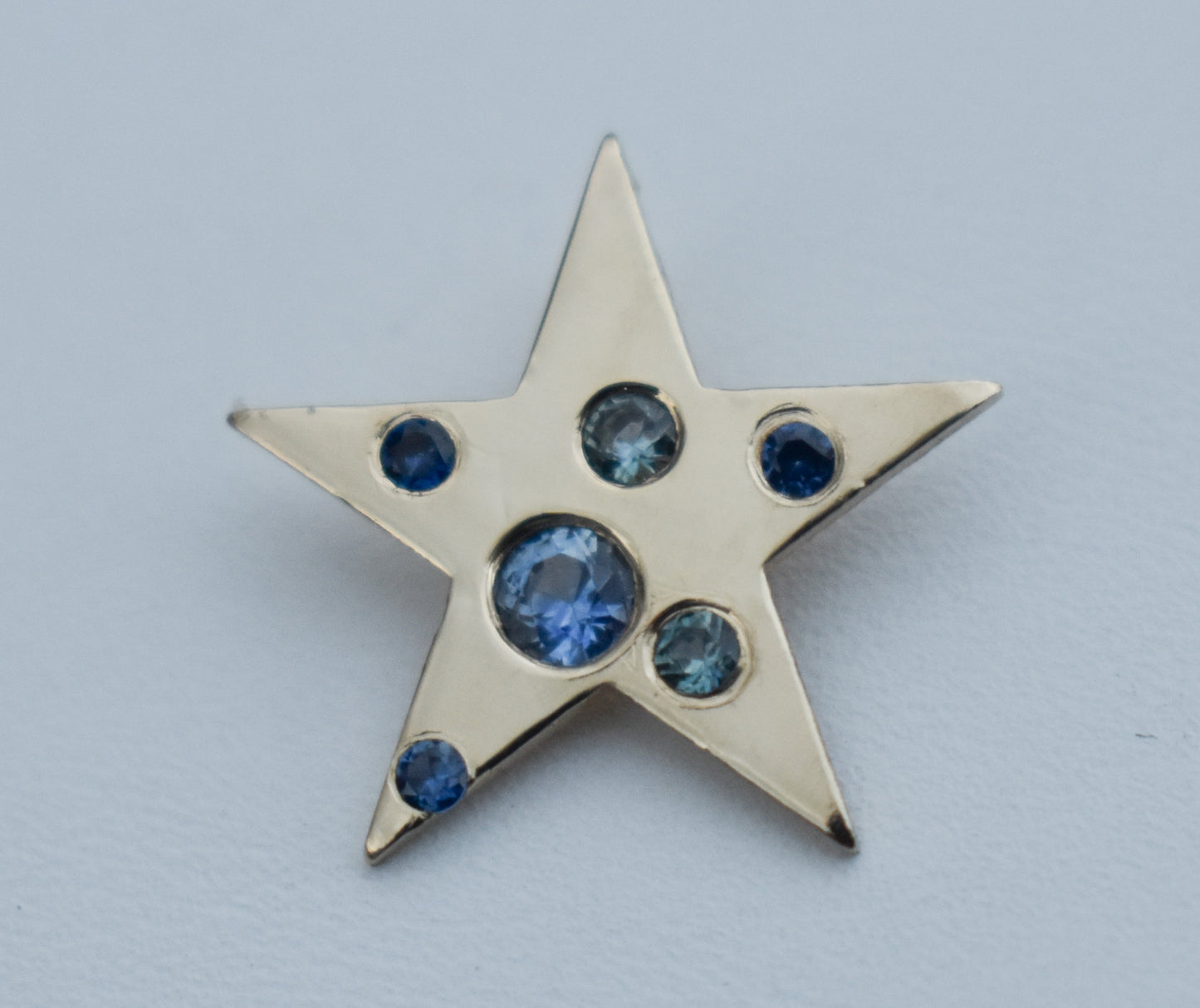 Handmade 14k Yellow Gold Sapphire Star Pendant