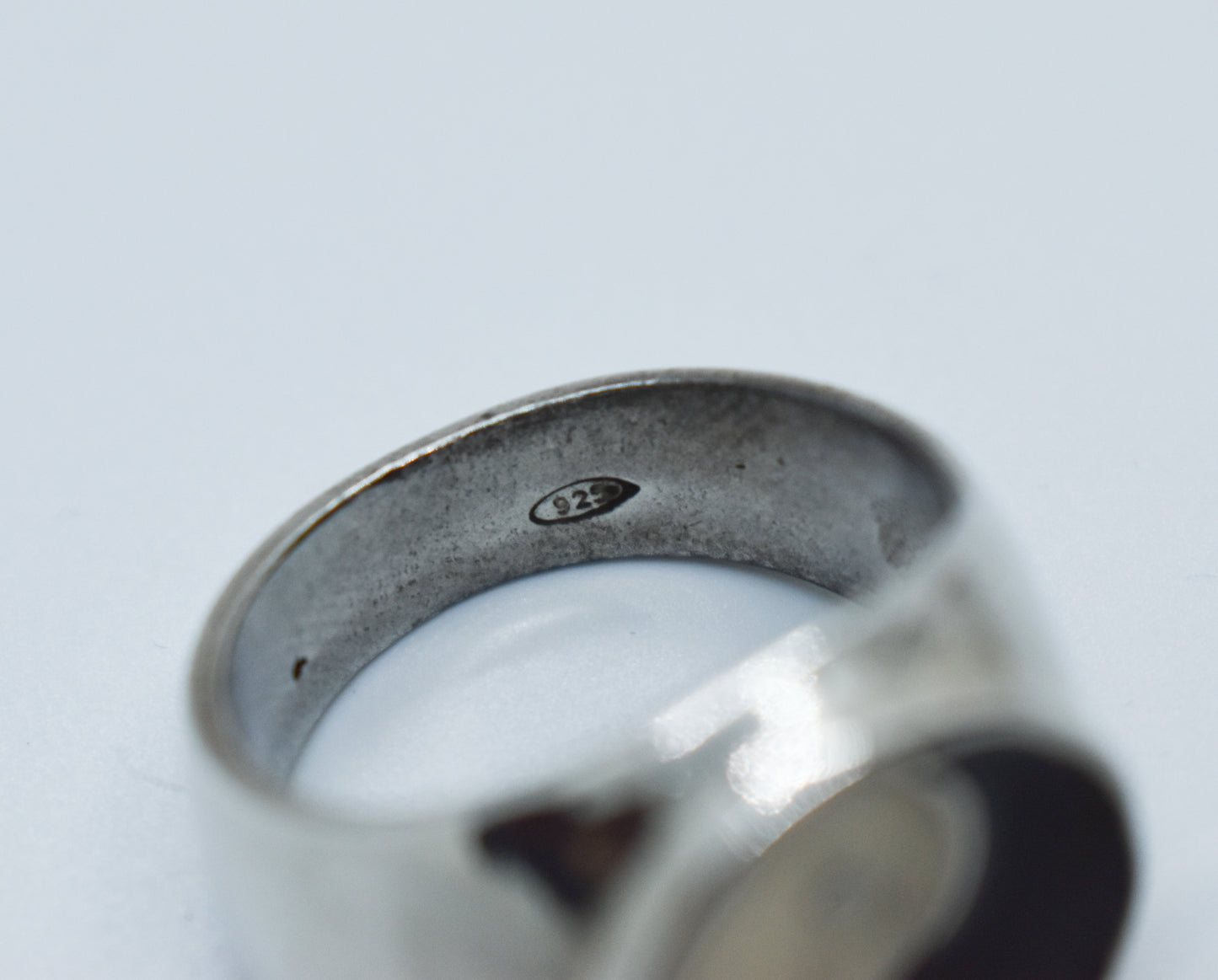 Vintage Sterling Silver Enamel Yin and Yang Ring Size 10
