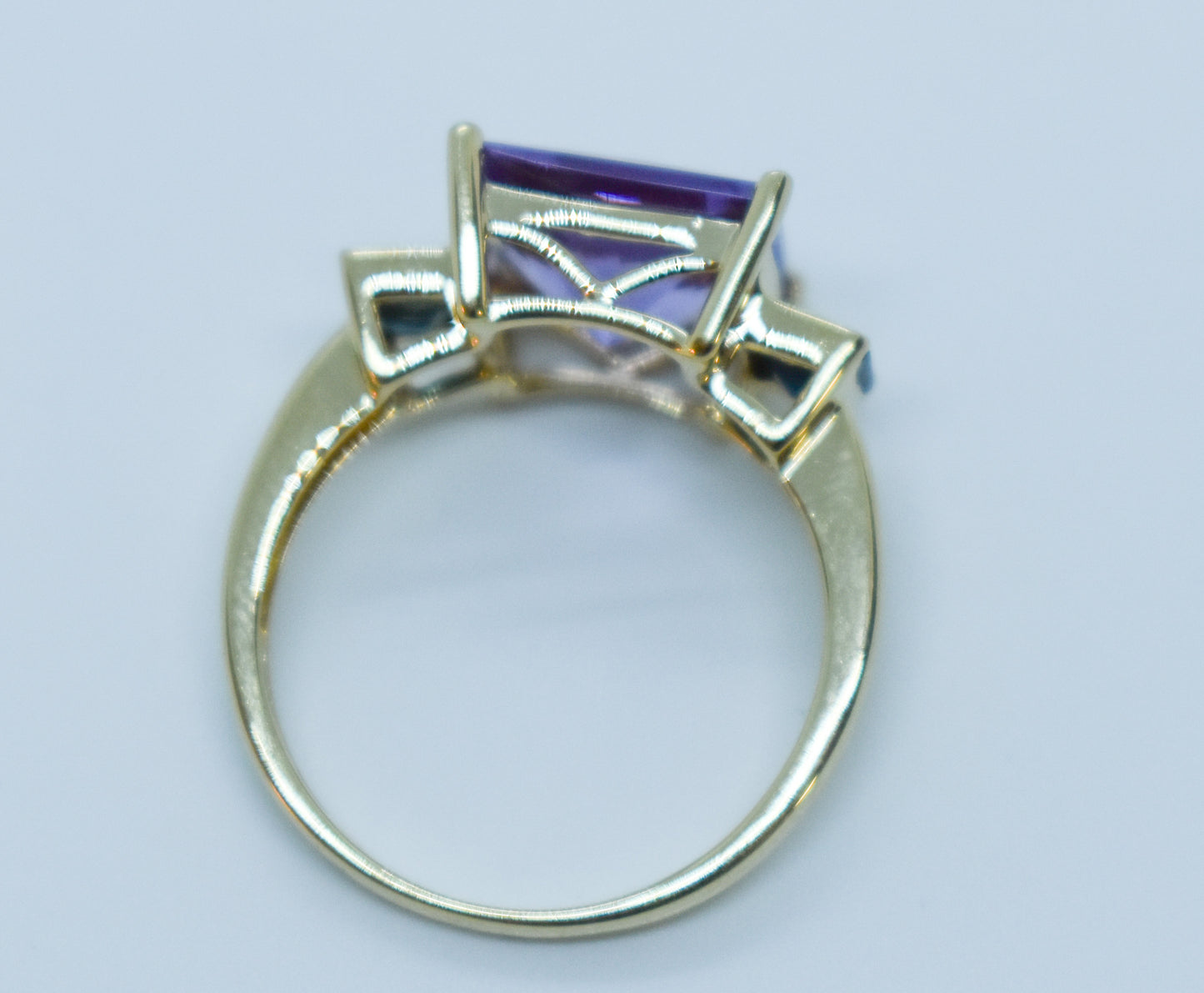 Vintage 14k Yellow Gold Amethyst and Tourmaline Ring Size 7 1/2