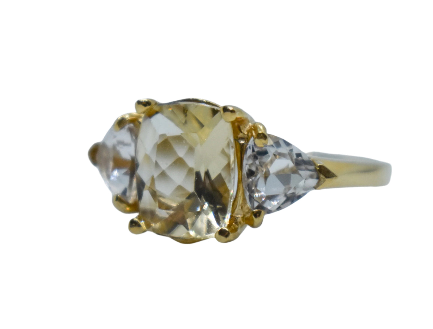 Vintage 14k Yellow Gold 3 Quartz Ring Size 8 3/4