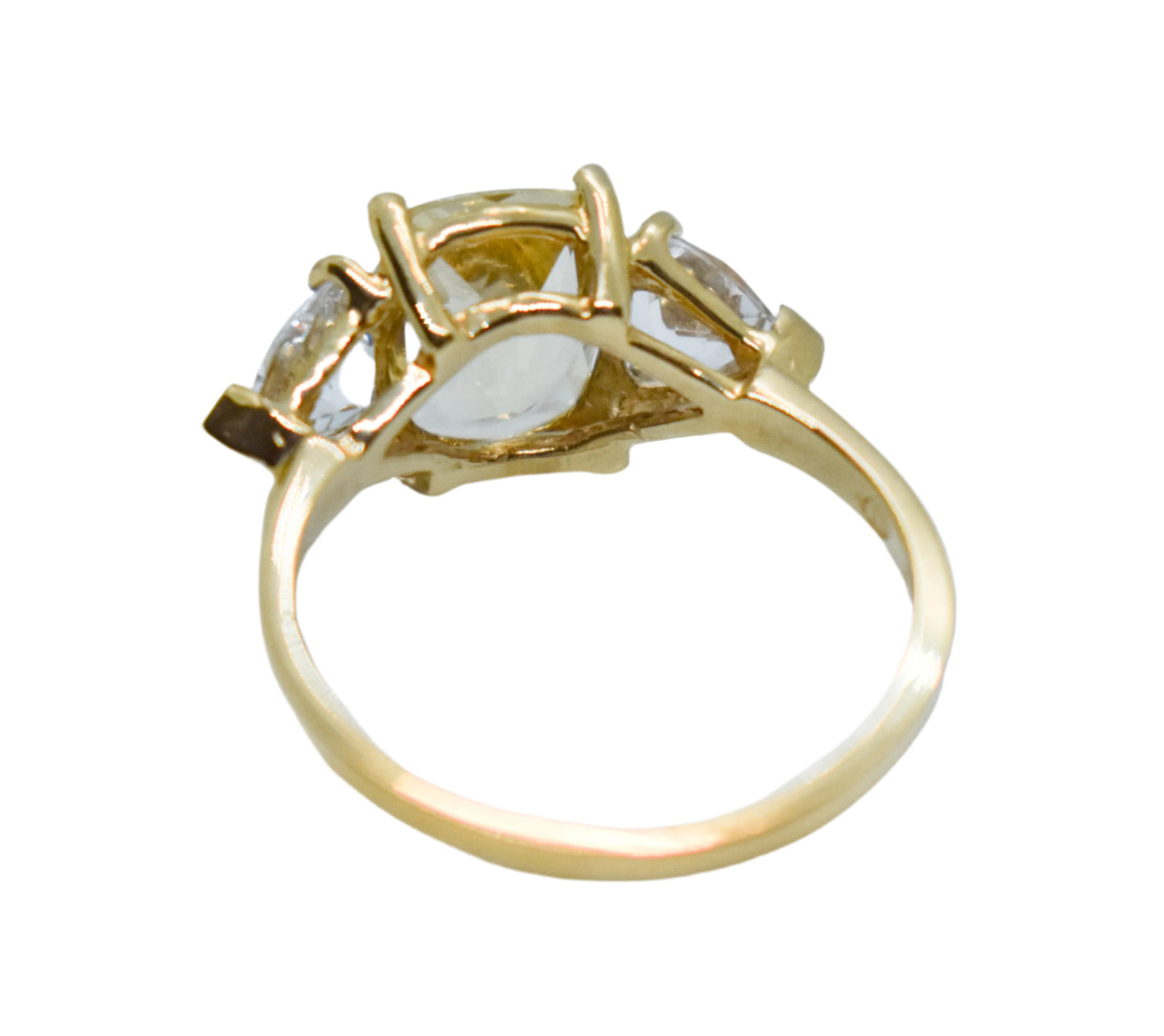 Vintage 14k Yellow Gold 3 Quartz Ring Size 8 3/4