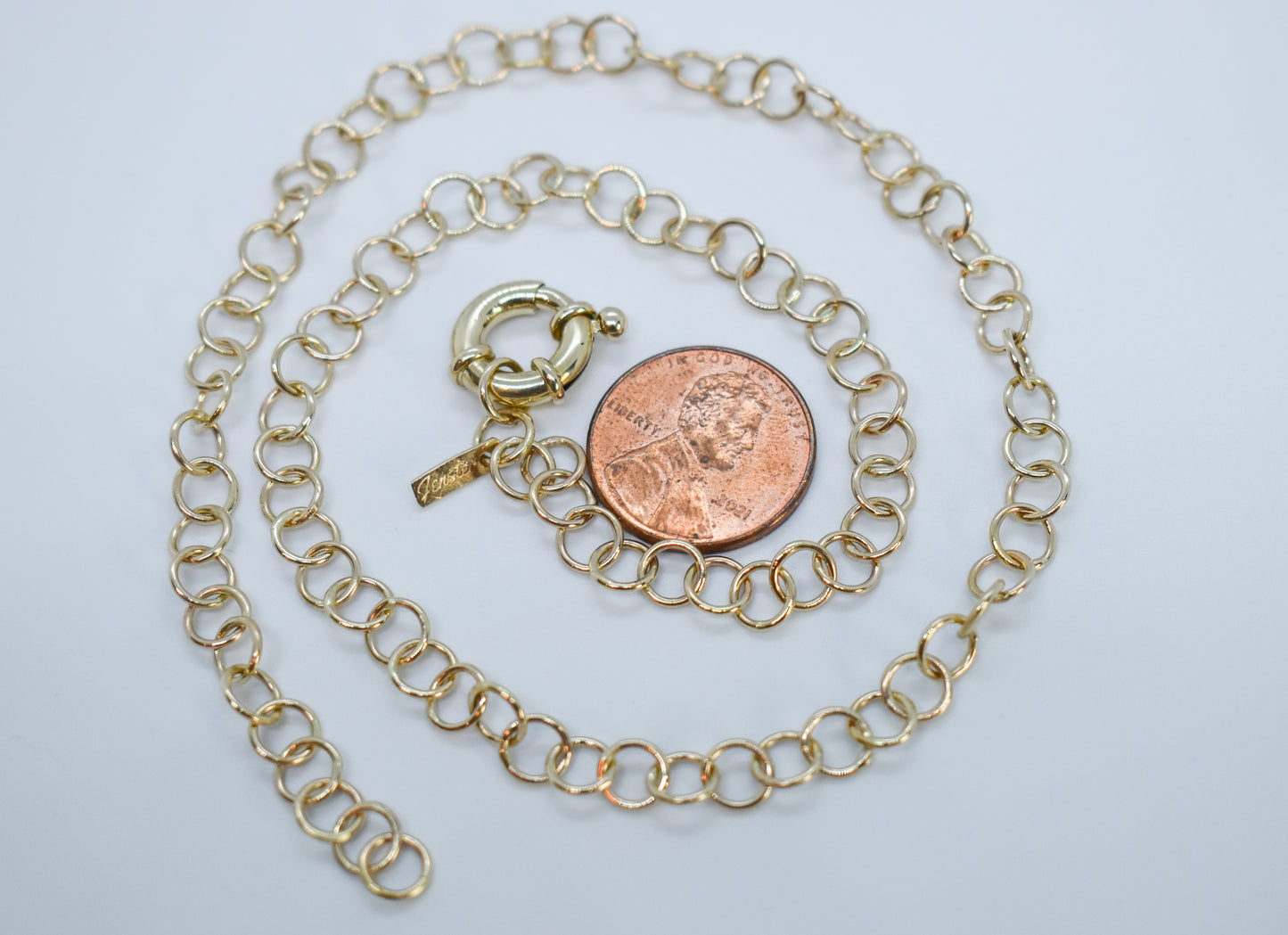 NEW Handmade 14k Yellow Gold Rolo Link Chain Necklace 16 1/2"