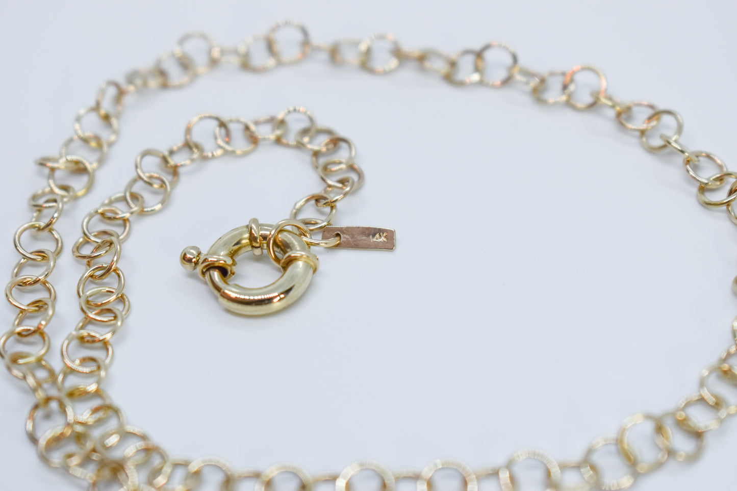NEW Handmade 14k Yellow Gold Rolo Link Chain Necklace 16 1/2"