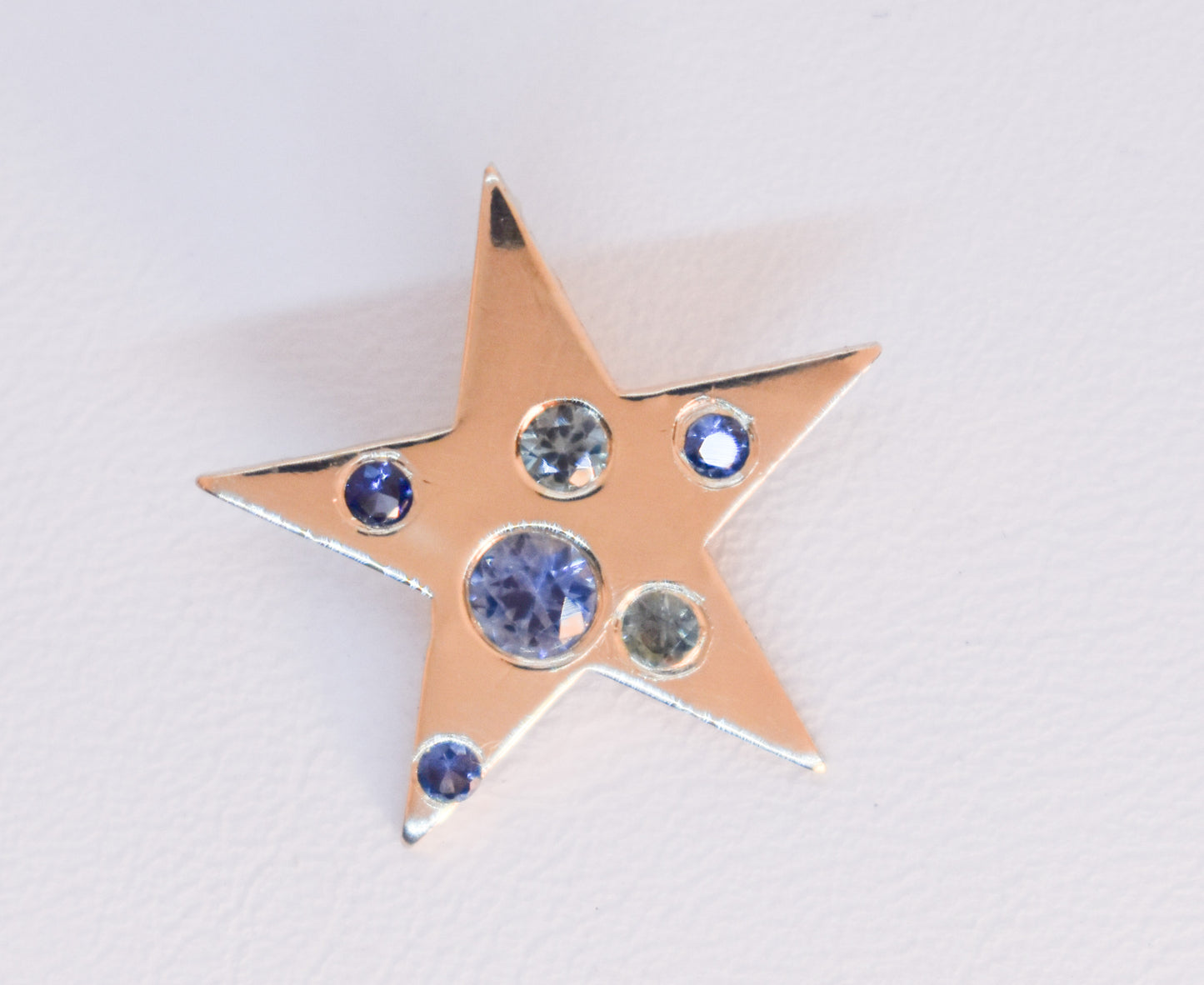 Handmade 14k Yellow Gold Sapphire Star Pendant