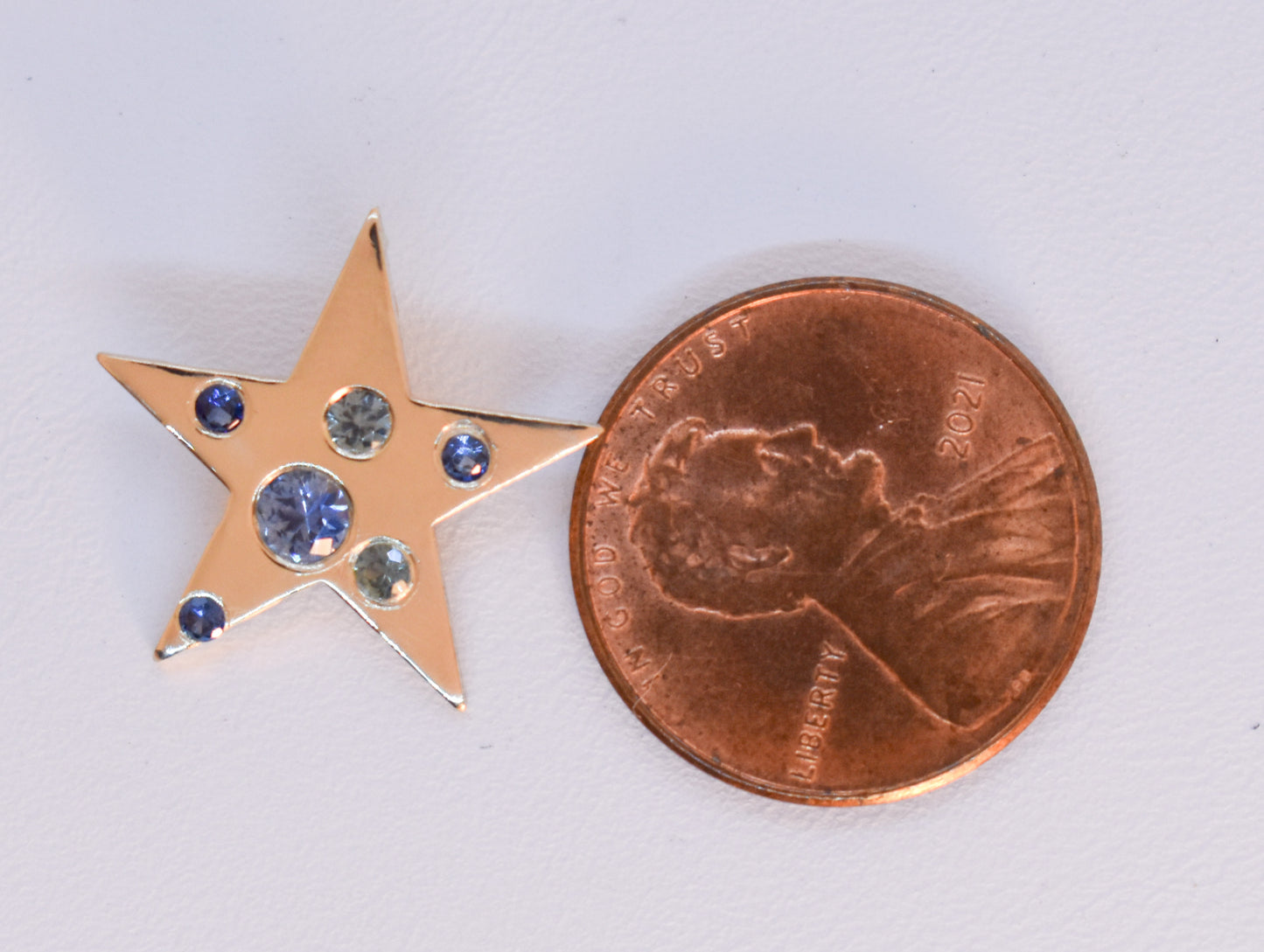 Handmade 14k Yellow Gold Sapphire Star Pendant