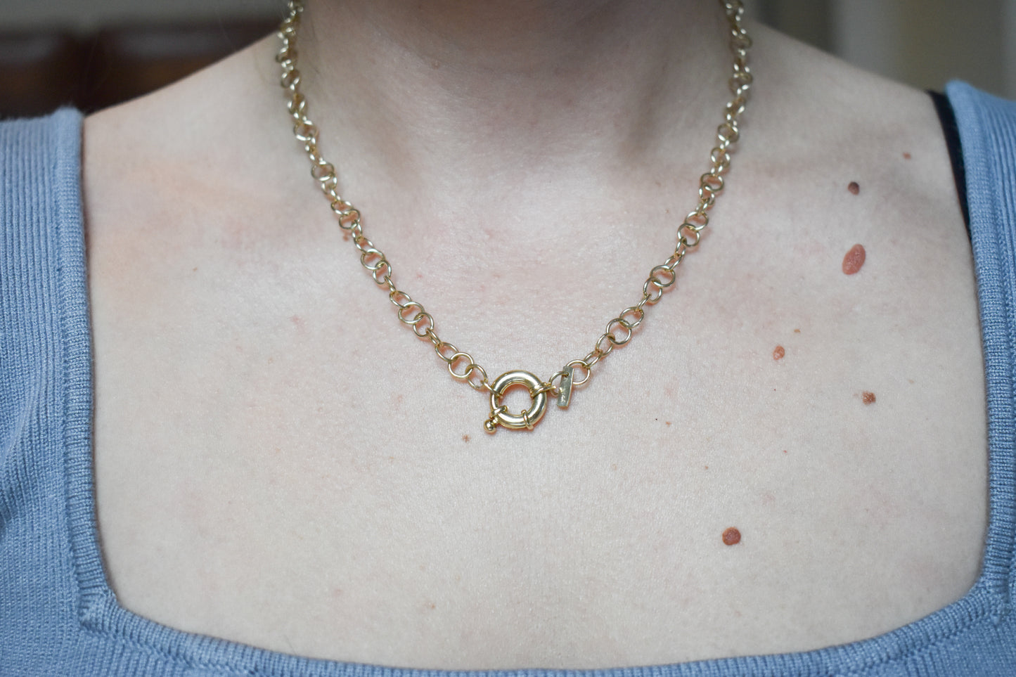 NEW Handmade 14k Yellow Gold Rolo Link Chain Necklace 16 1/2"